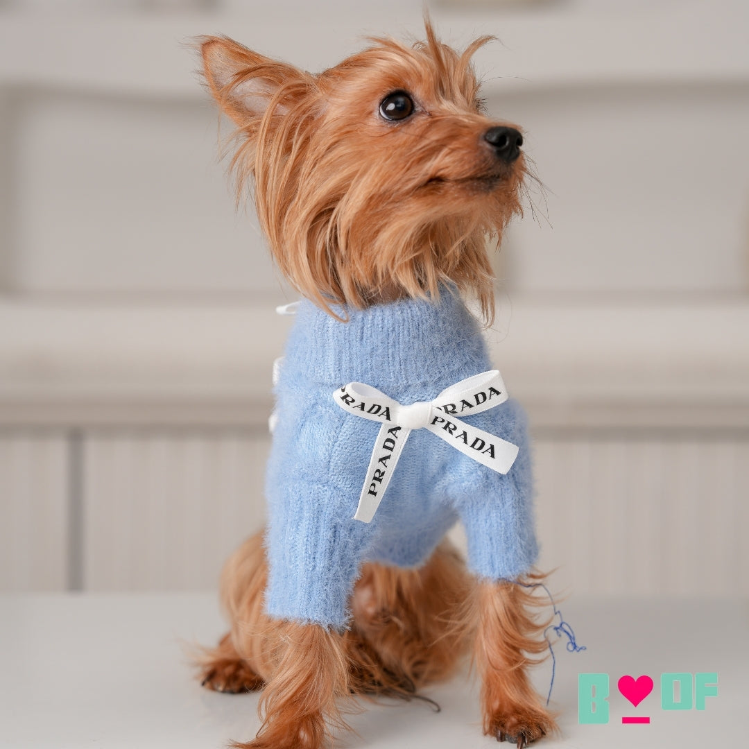 PAW-DA BLUE BOW DOG SWEATER