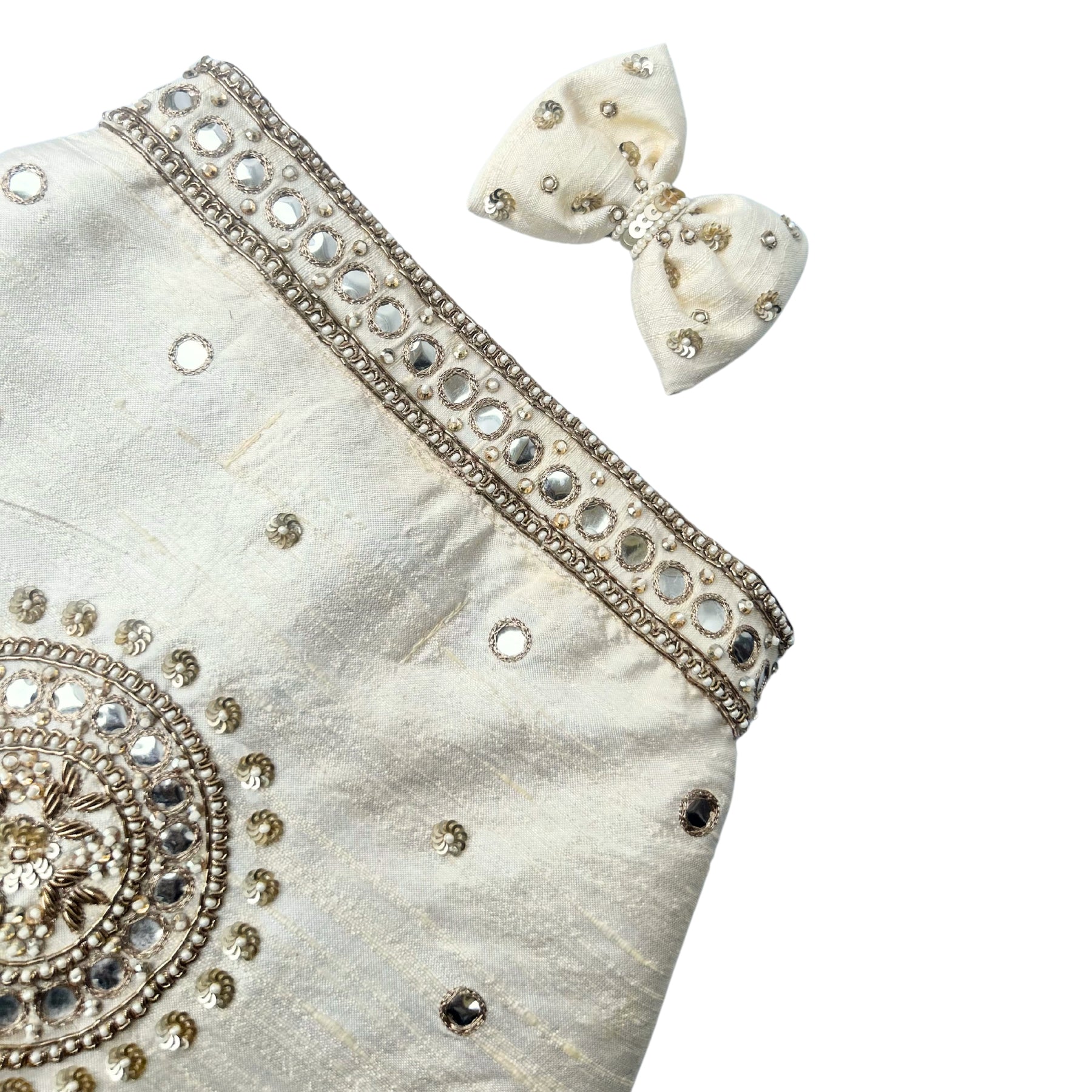 HAND EMBROIDERED MIRROR WORK OFF-WHITE DOG SHERWANI