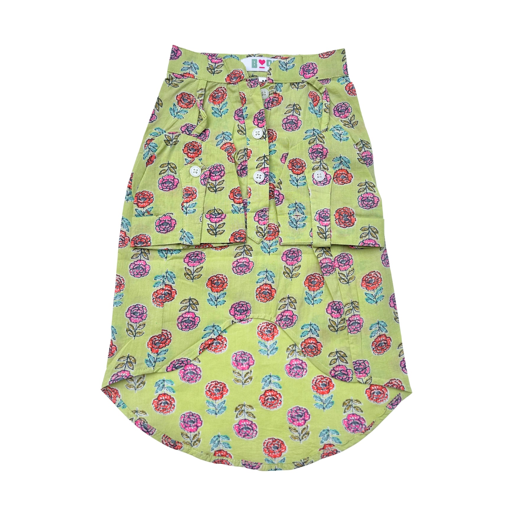 LIME GREEN GULAB COTTON KURTA FOR DOGS AND CATS