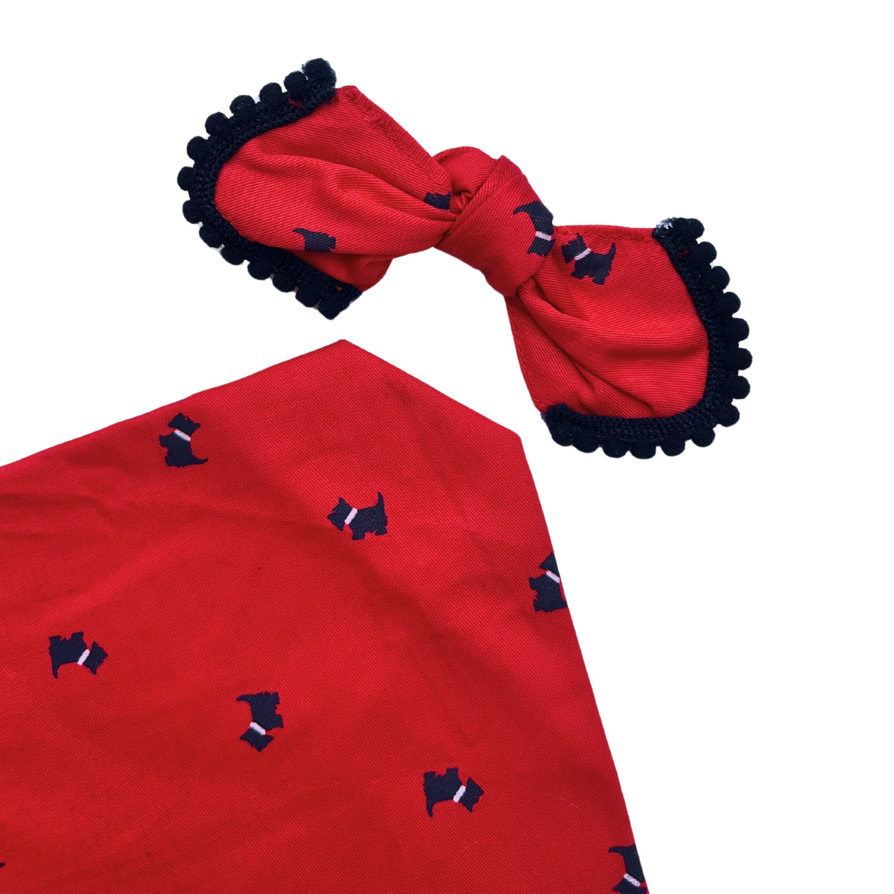 CHERRY PUP PRINT BANDANA WITH BOW FOR DOGS AND CATS