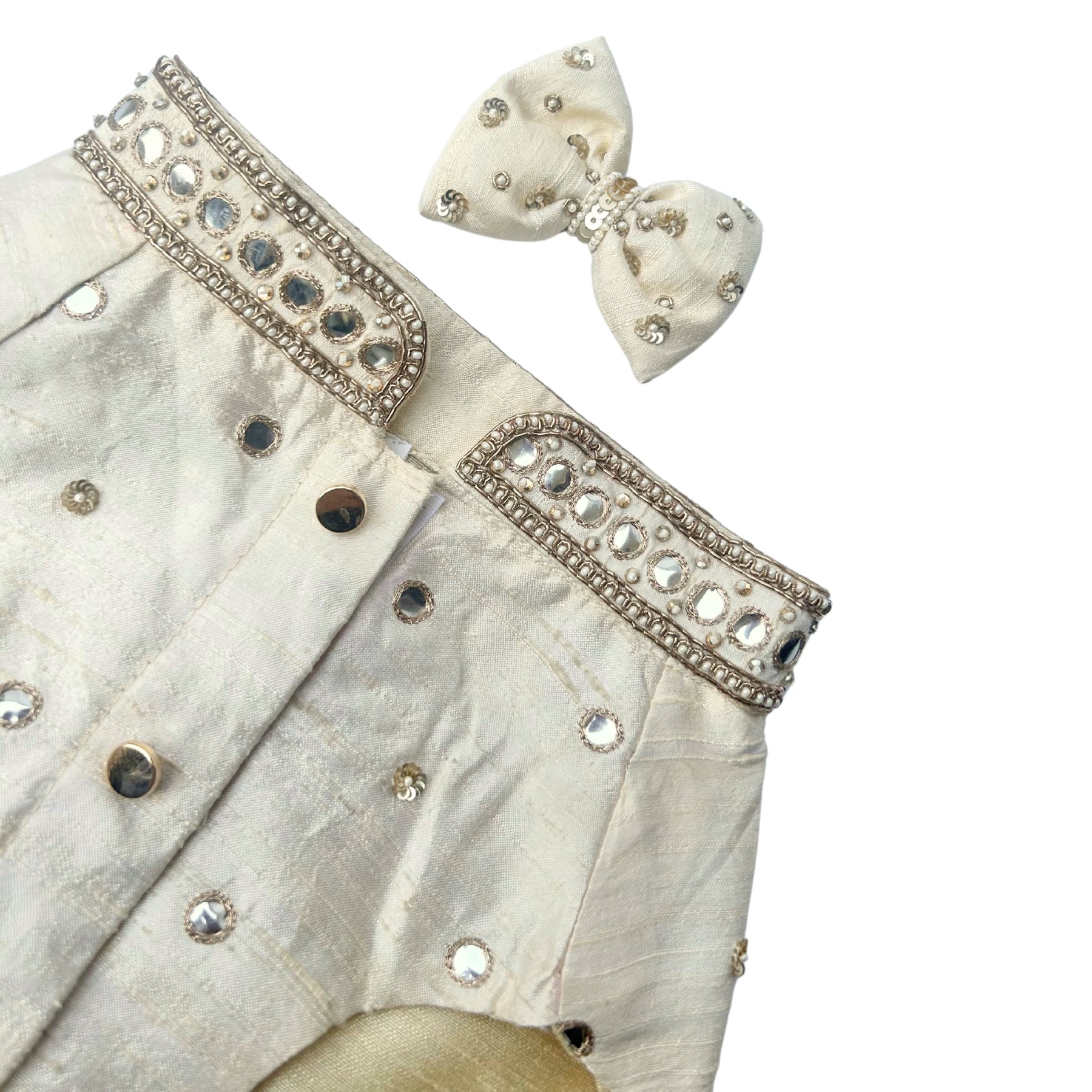 HAND EMBROIDERED MIRROR WORK OFF-WHITE DOG SHERWANI