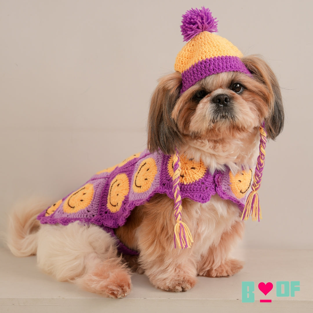 SMILEY CROCHET PATCH DOG JACKET