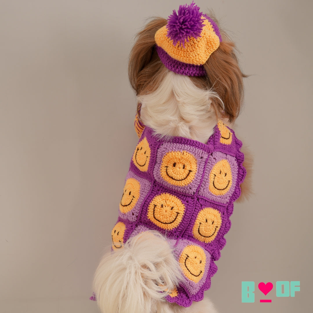 SMILEY CROCHET PATCH DOG JACKET