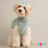 BLUE FURRY TURTLE NECK DOG SWEATER