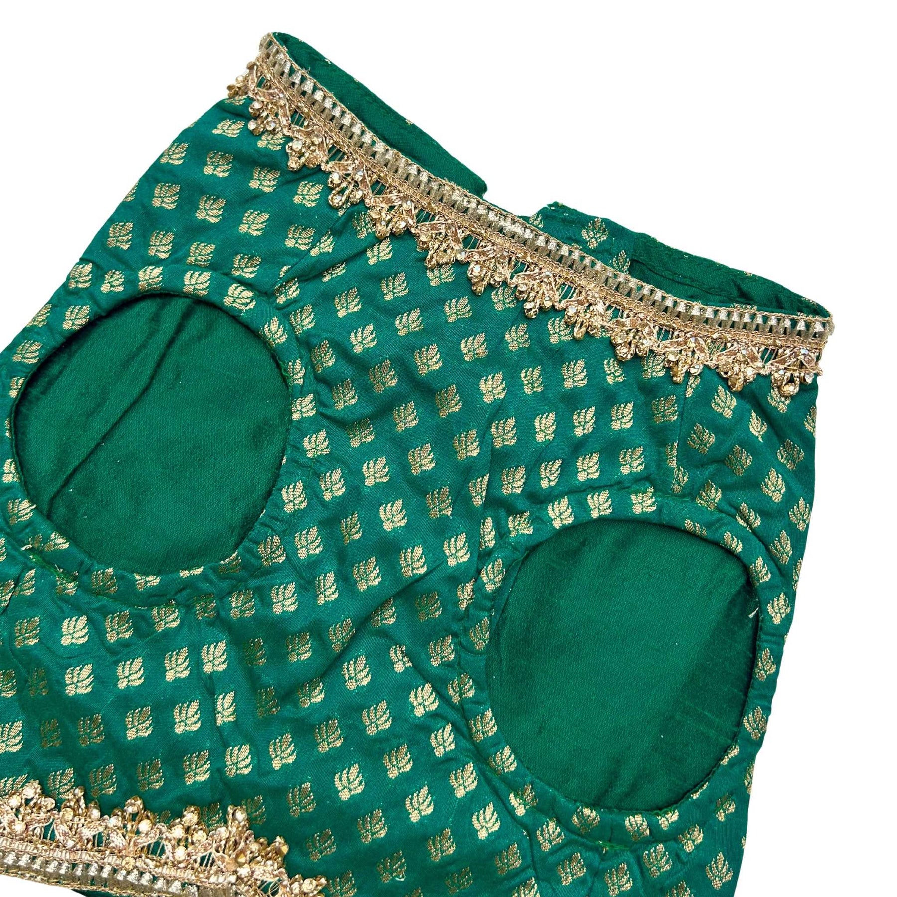 EMERALD GREEN ZARI LACE BROCADE LEHENGA FOR DOGS AND CATS