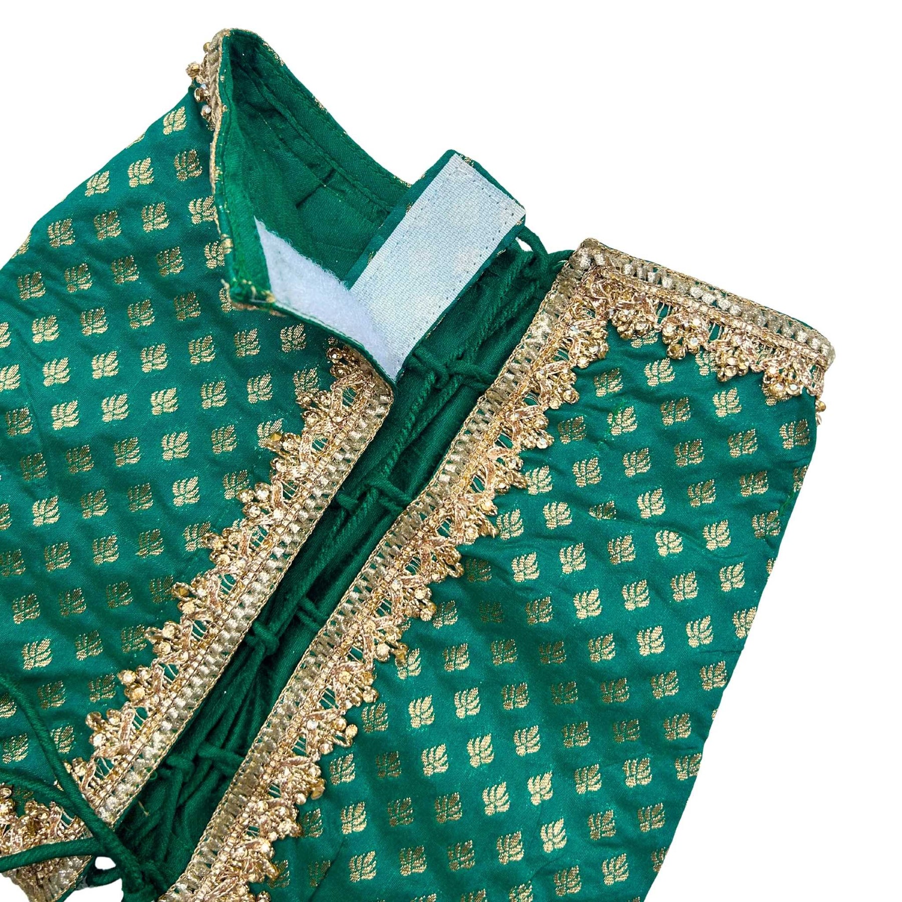EMERALD GREEN ZARI LACE BROCADE LEHENGA FOR DOGS AND CATS