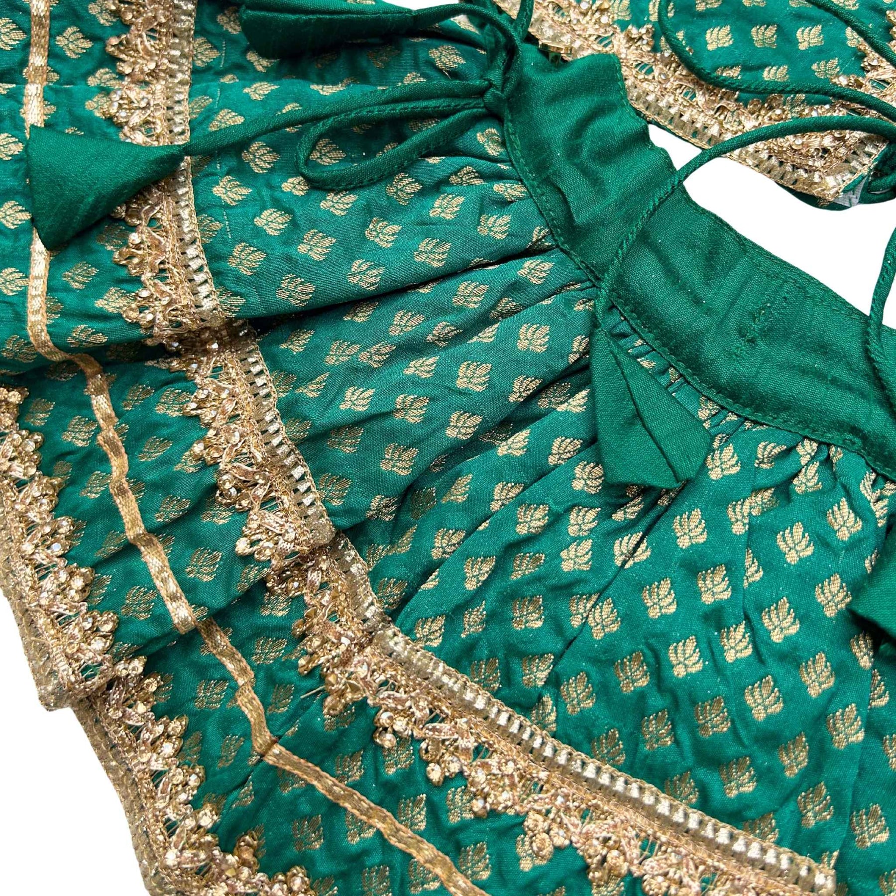 EMERALD GREEN ZARI LACE BROCADE LEHENGA FOR DOGS AND CATS