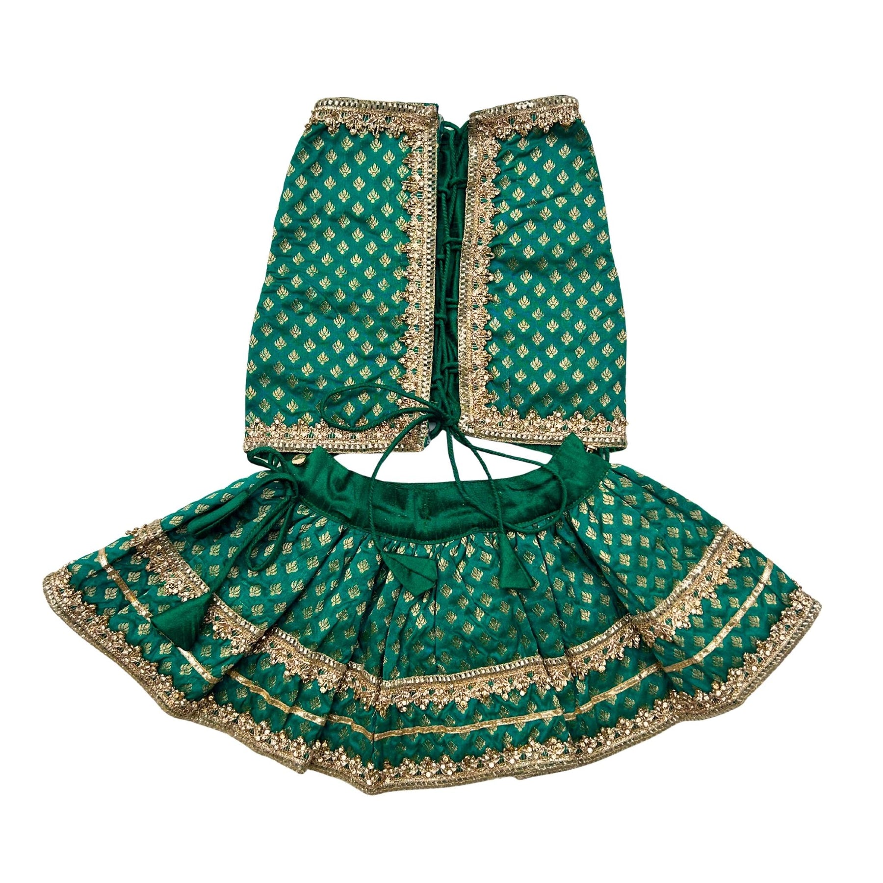 EMERALD GREEN ZARI LACE BROCADE LEHENGA FOR DOGS AND CATS