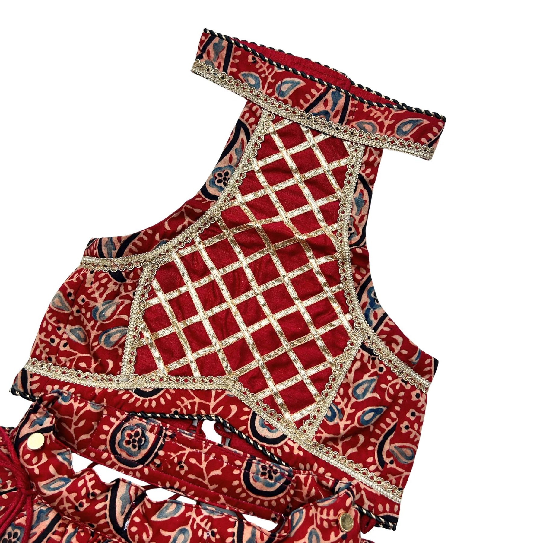 MAROON AJRAKH BUTI PRINT LEHENGA FOR DOGS AND CATS
