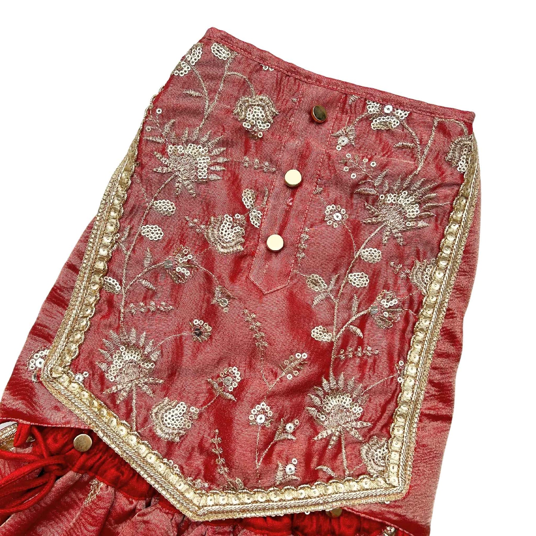 RED TISSUE FLORAL SEQUINS LEHENGA FOR DOGS AND CATS