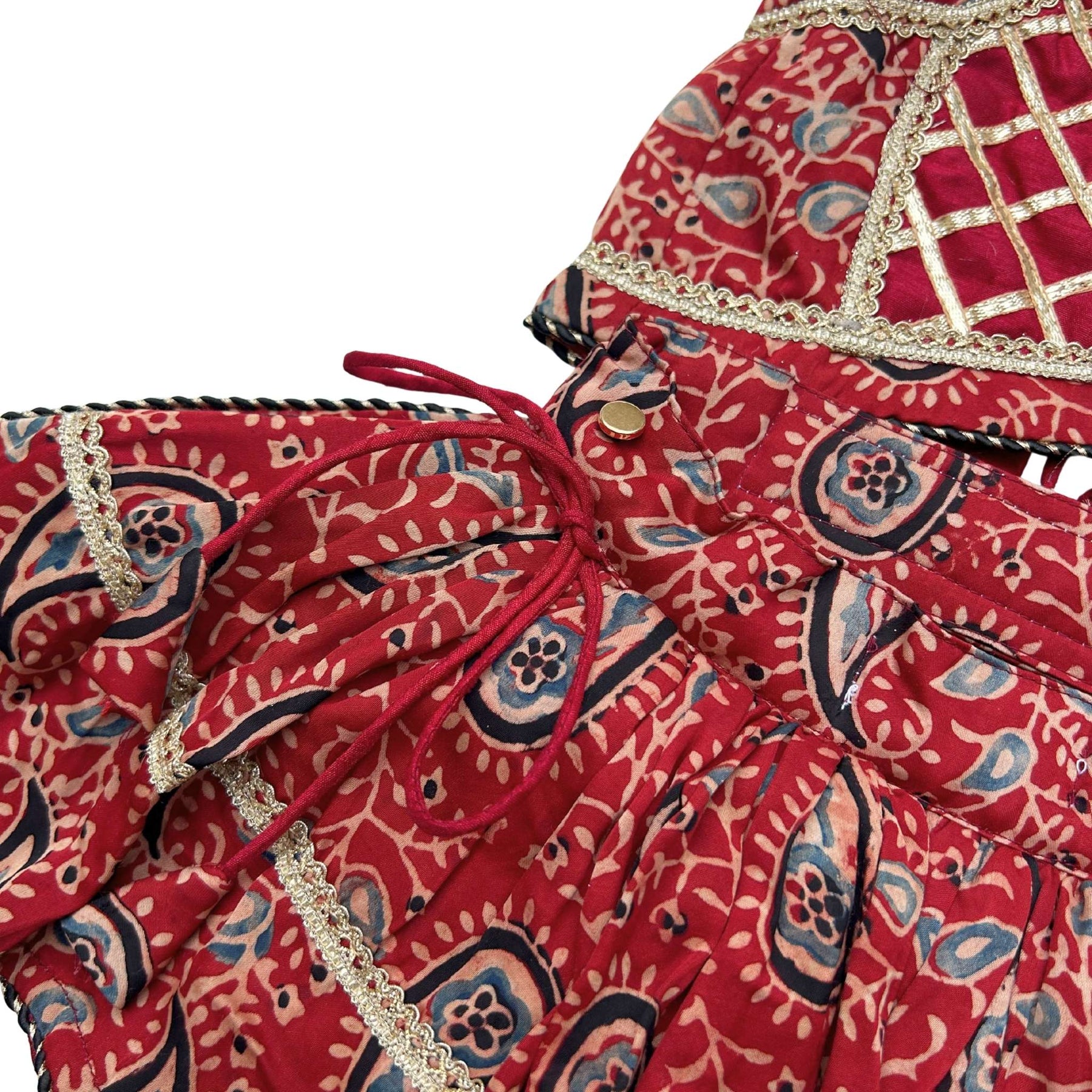 MAROON AJRAKH BUTI PRINT LEHENGA FOR DOGS AND CATS