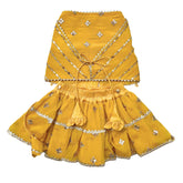 YELLOW FESTIVE ZARI BUTI LEHENGA FOR DOGS AND CATS