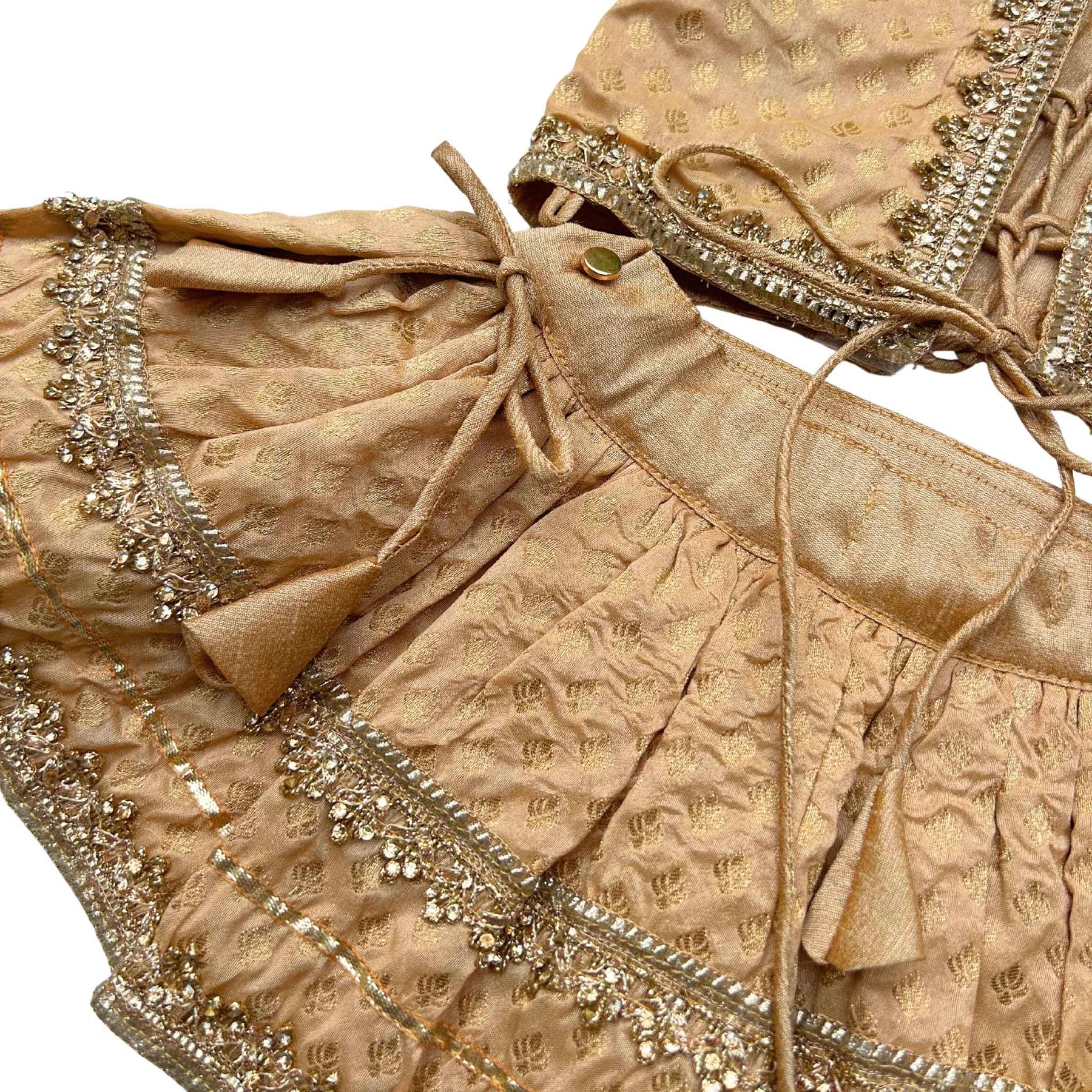 GOLDEN ZARI LACE BROCADE LEHENGA FOR DOGS AND CATS