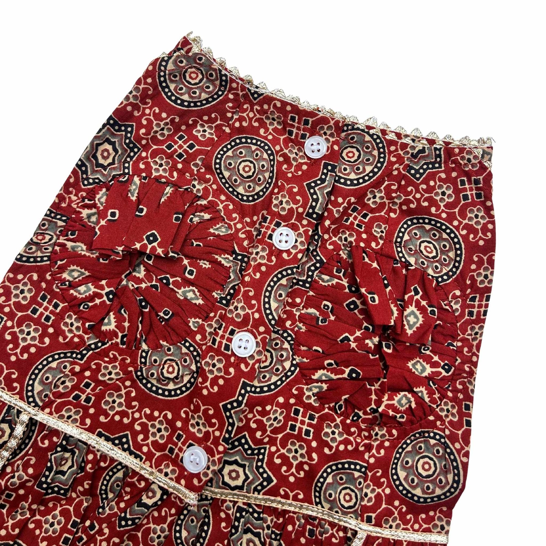 MAROON AJRAKH BUTI PRINT ANARKALI FOR DOGS AND CATS