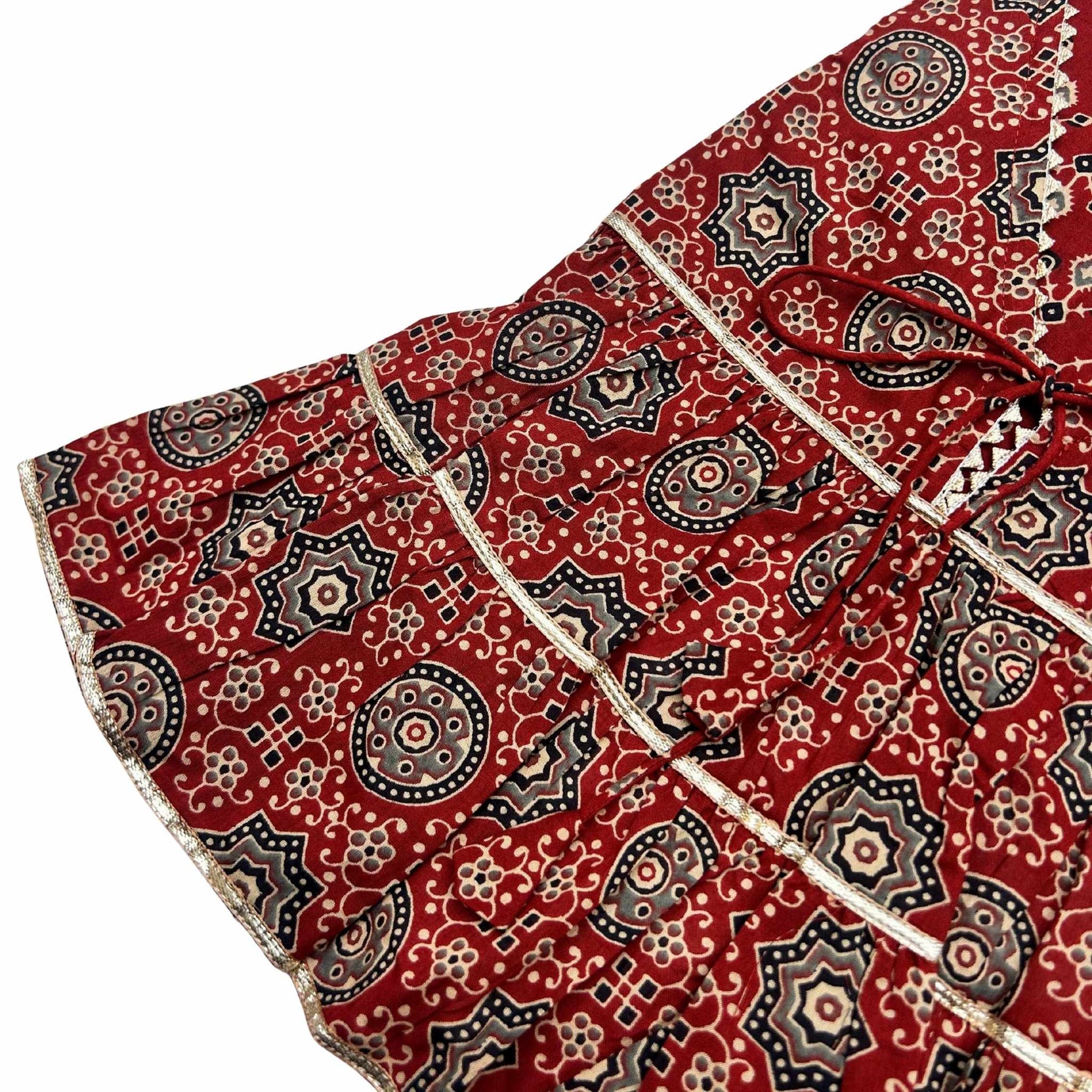 MAROON AJRAKH BUTI PRINT ANARKALI FOR DOGS AND CATS