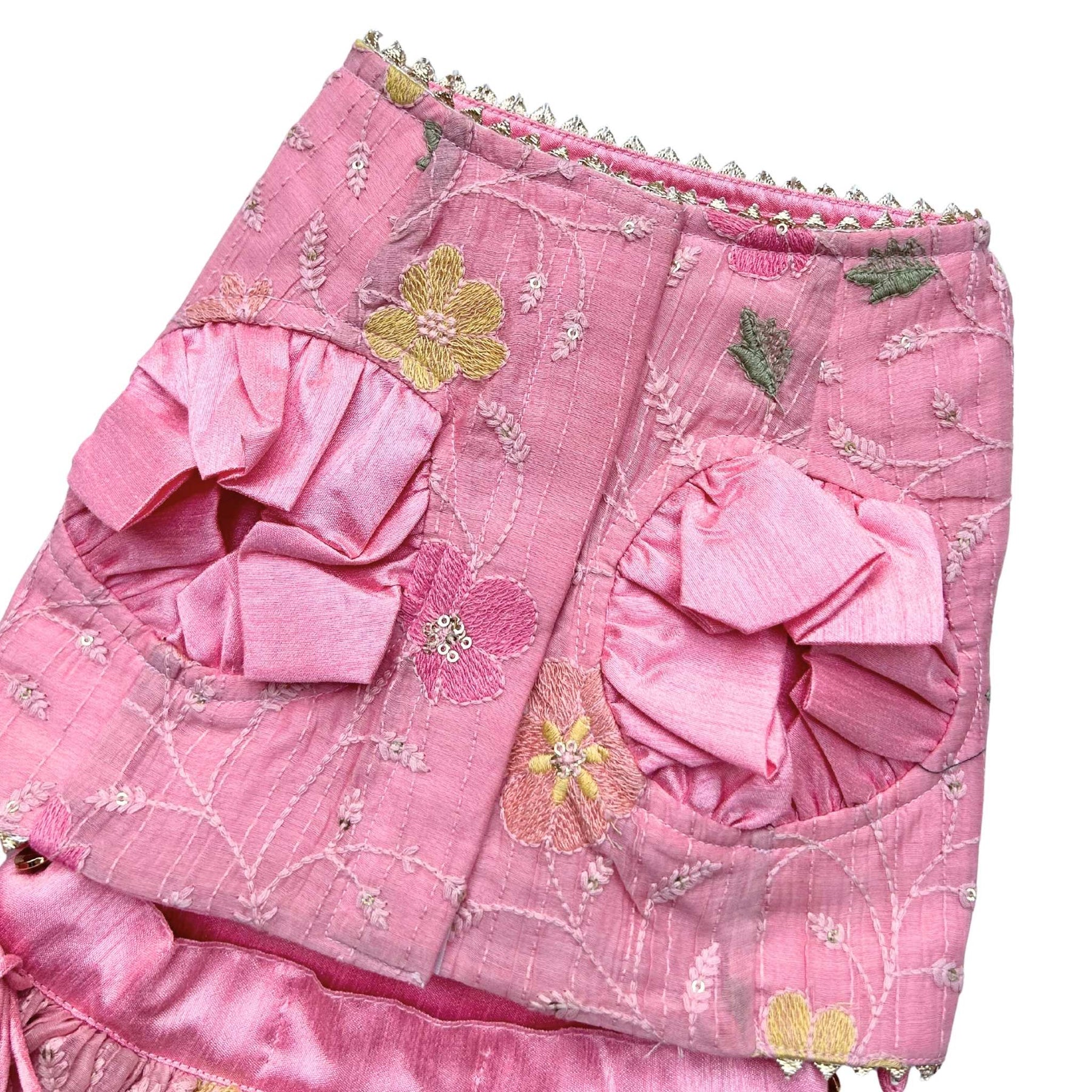 PASTEL PINK FLORAL THREAD EMBROIDERED LEHENGA FOR DOGS AND CATS