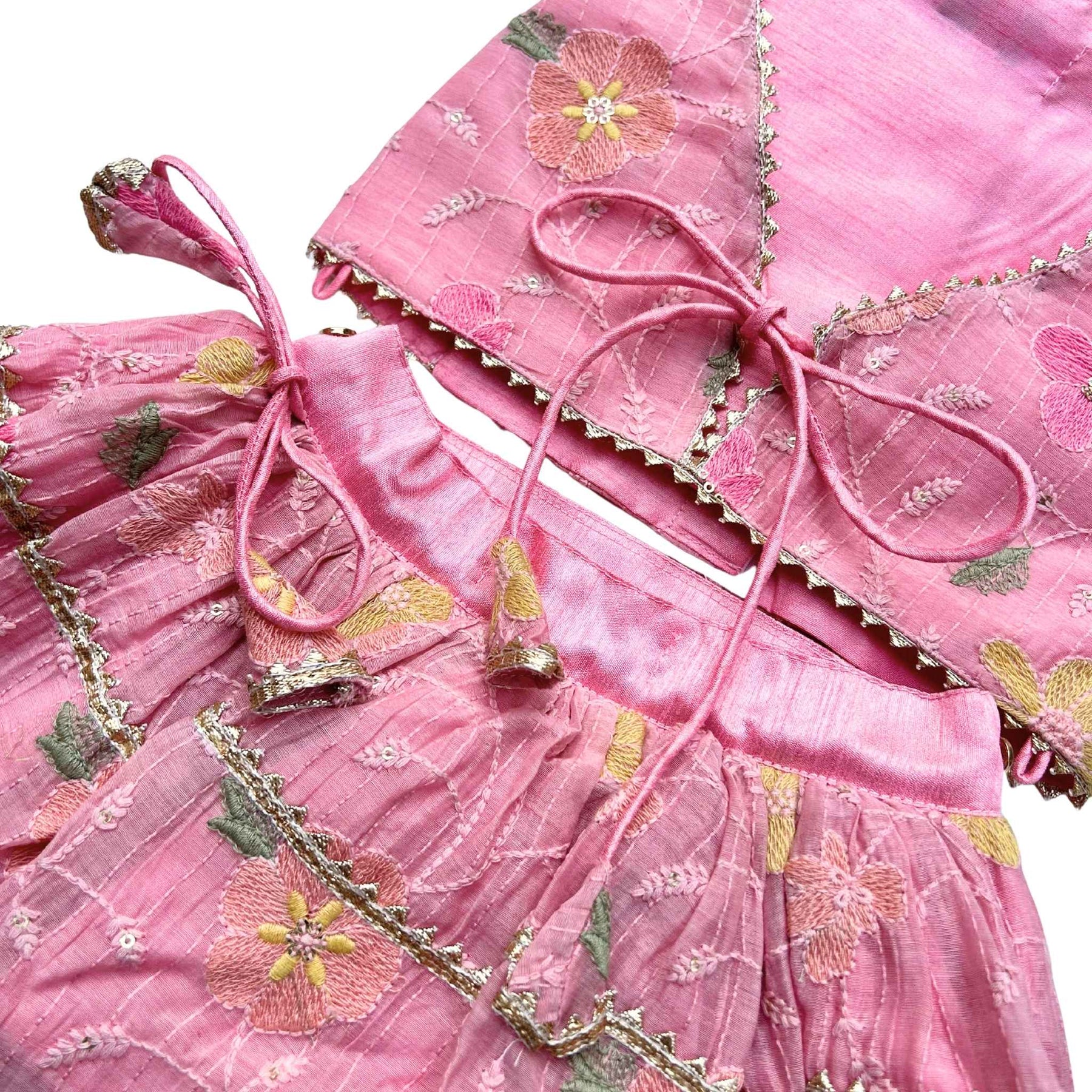 PASTEL PINK FLORAL THREAD EMBROIDERED LEHENGA FOR DOGS AND CATS
