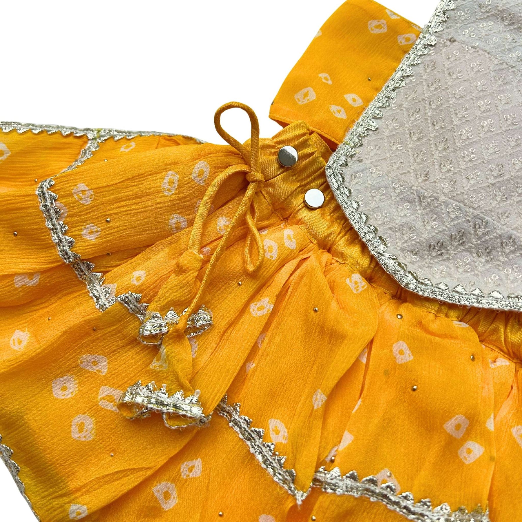 YELLOW HALTER NECK BANDHANI LEHENGA FOR DOGS AND CATS