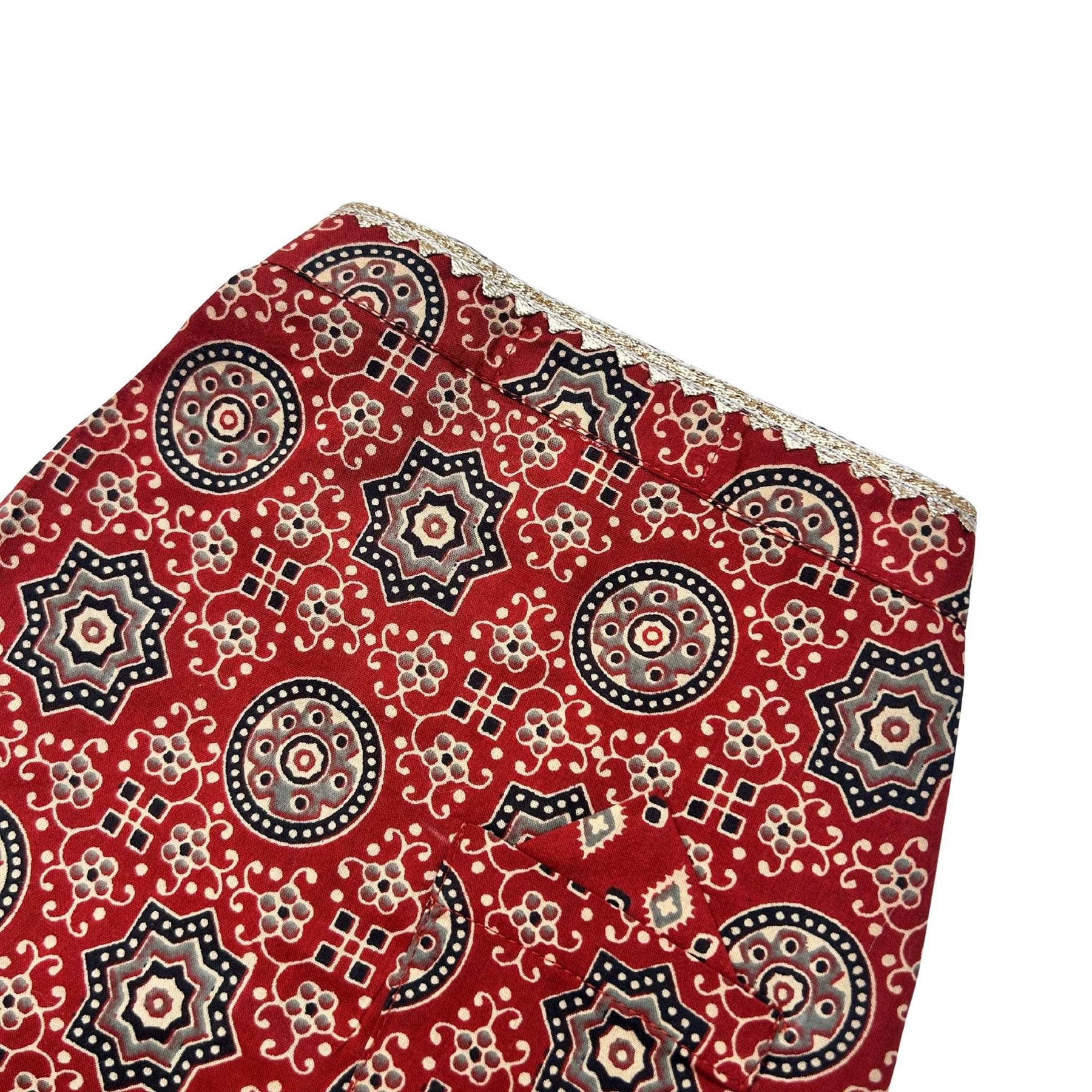 MAROON AJRAKH BUTI PRINT WAISTCOAT STYLE KURTA FOR DOGS AND CATS