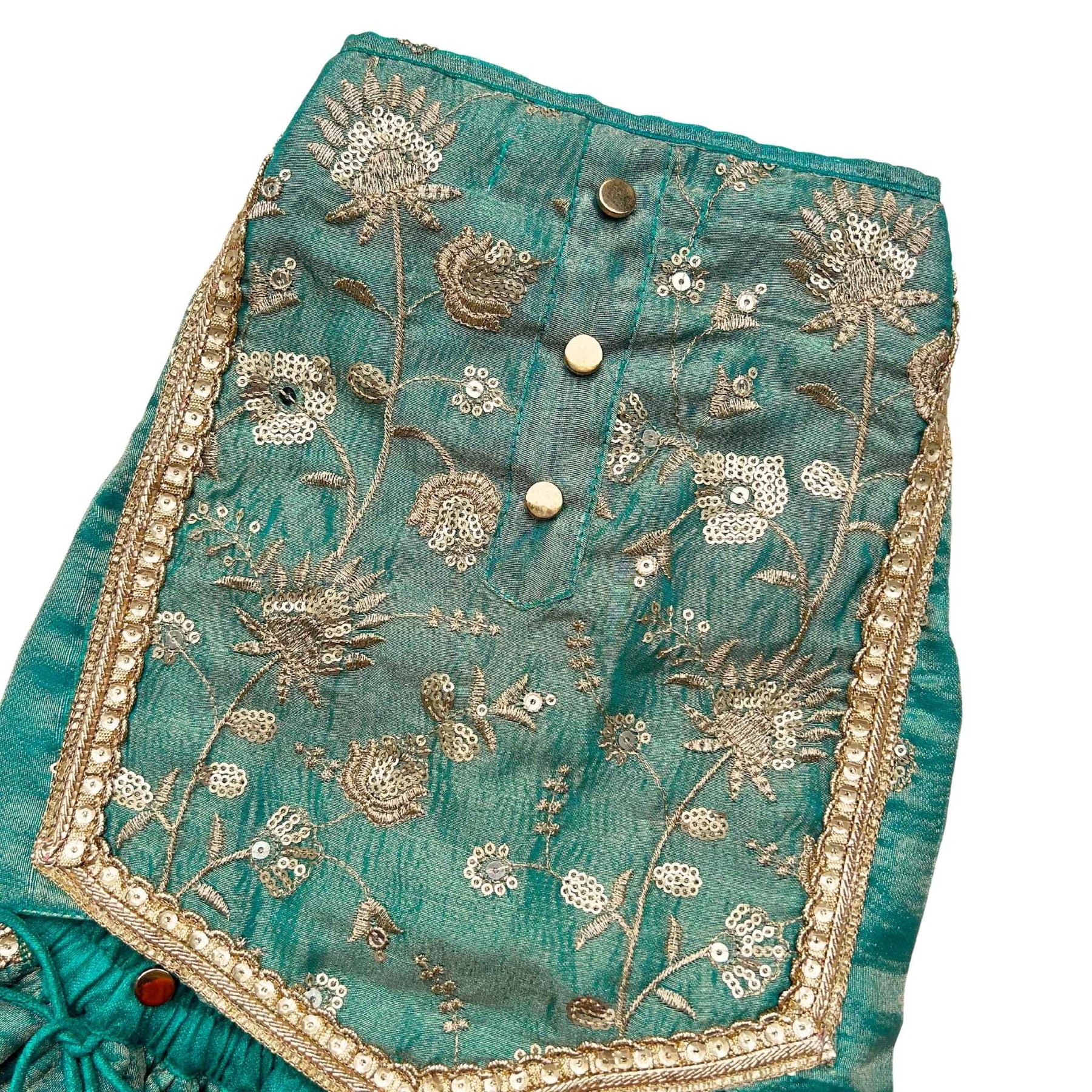 TEAL BLUE TISSUE FLORAL SEQUINS LEHENGA FOR DOGS AND CATS