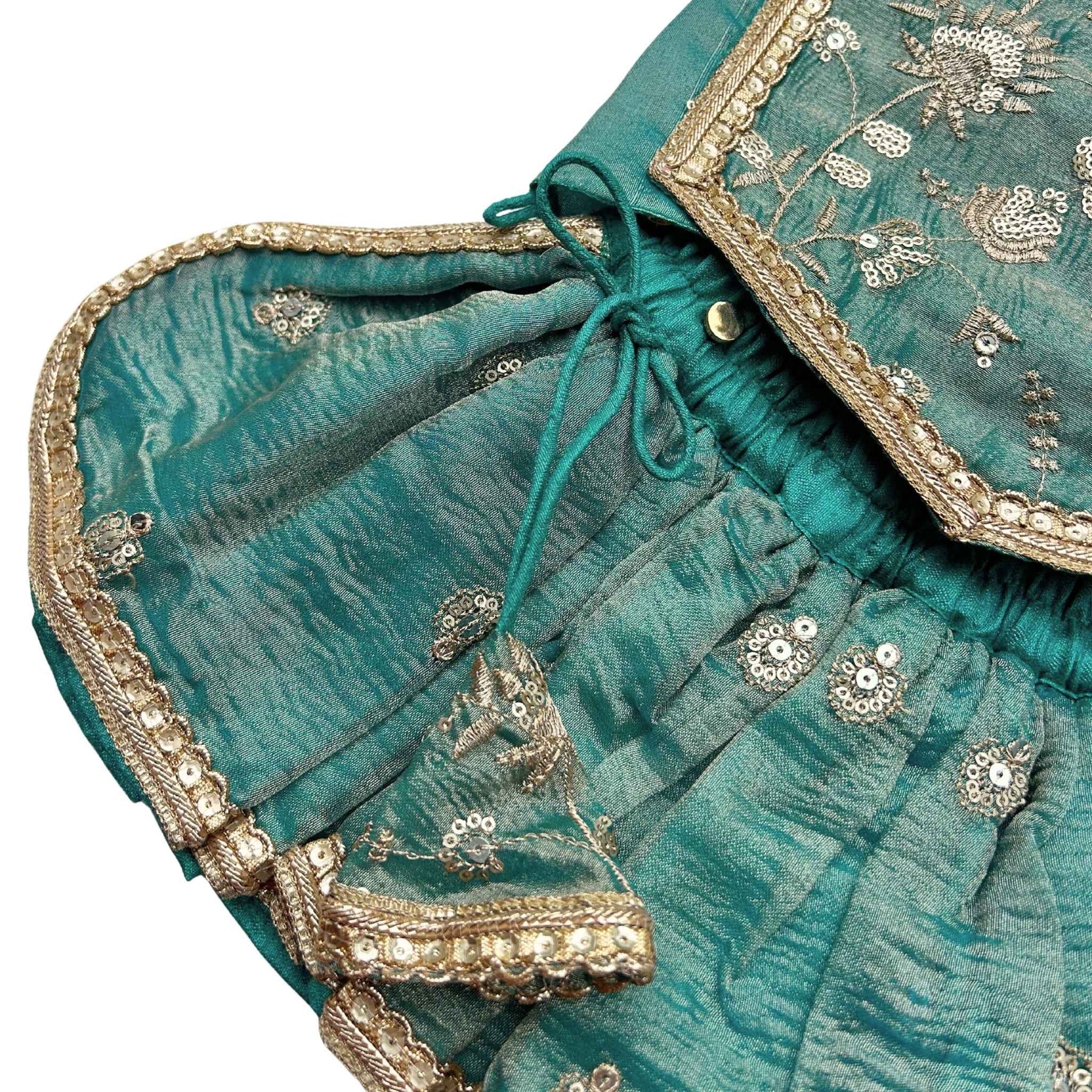 TEAL BLUE TISSUE FLORAL SEQUINS LEHENGA FOR DOGS AND CATS