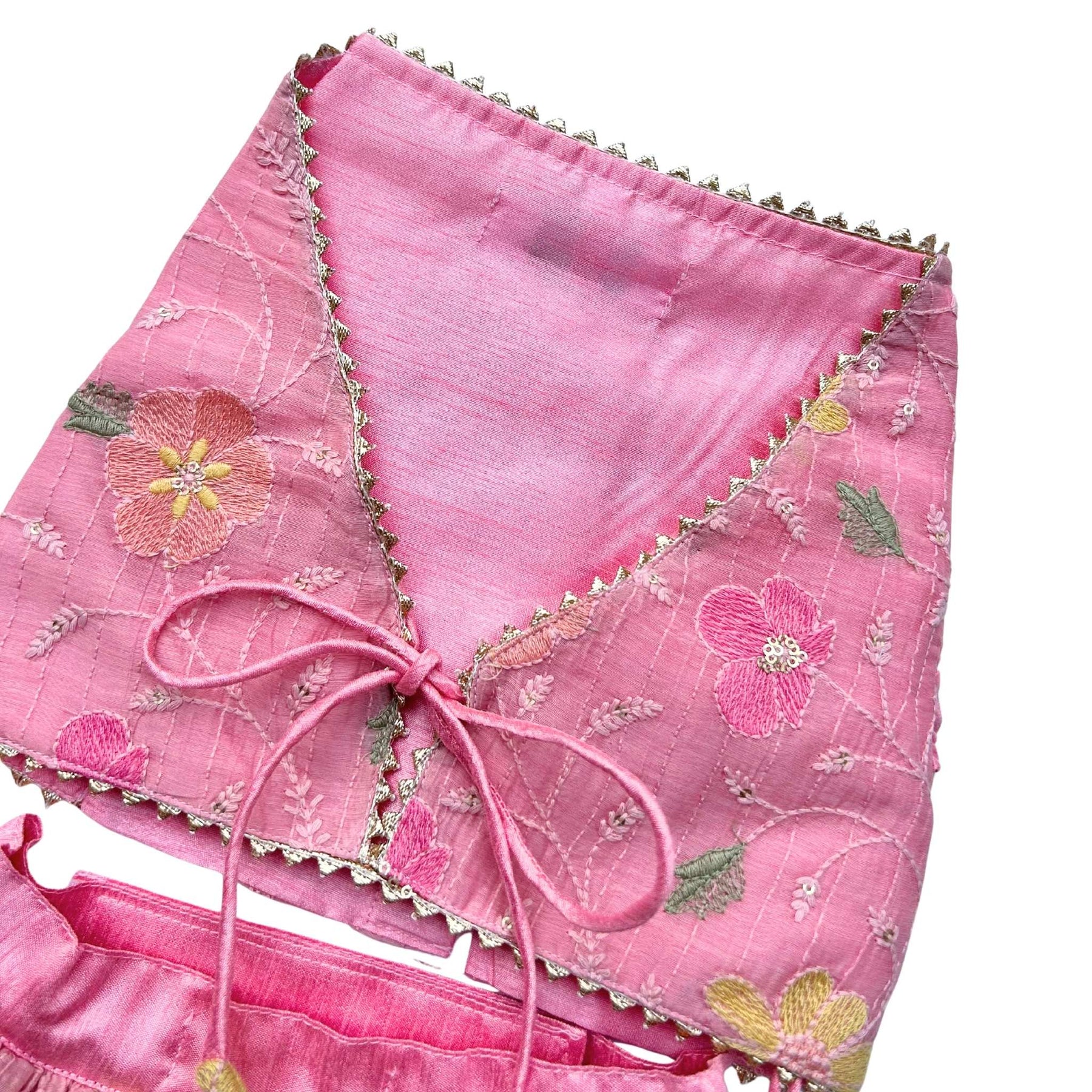 PASTEL PINK FLORAL THREAD EMBROIDERED LEHENGA FOR DOGS AND CATS