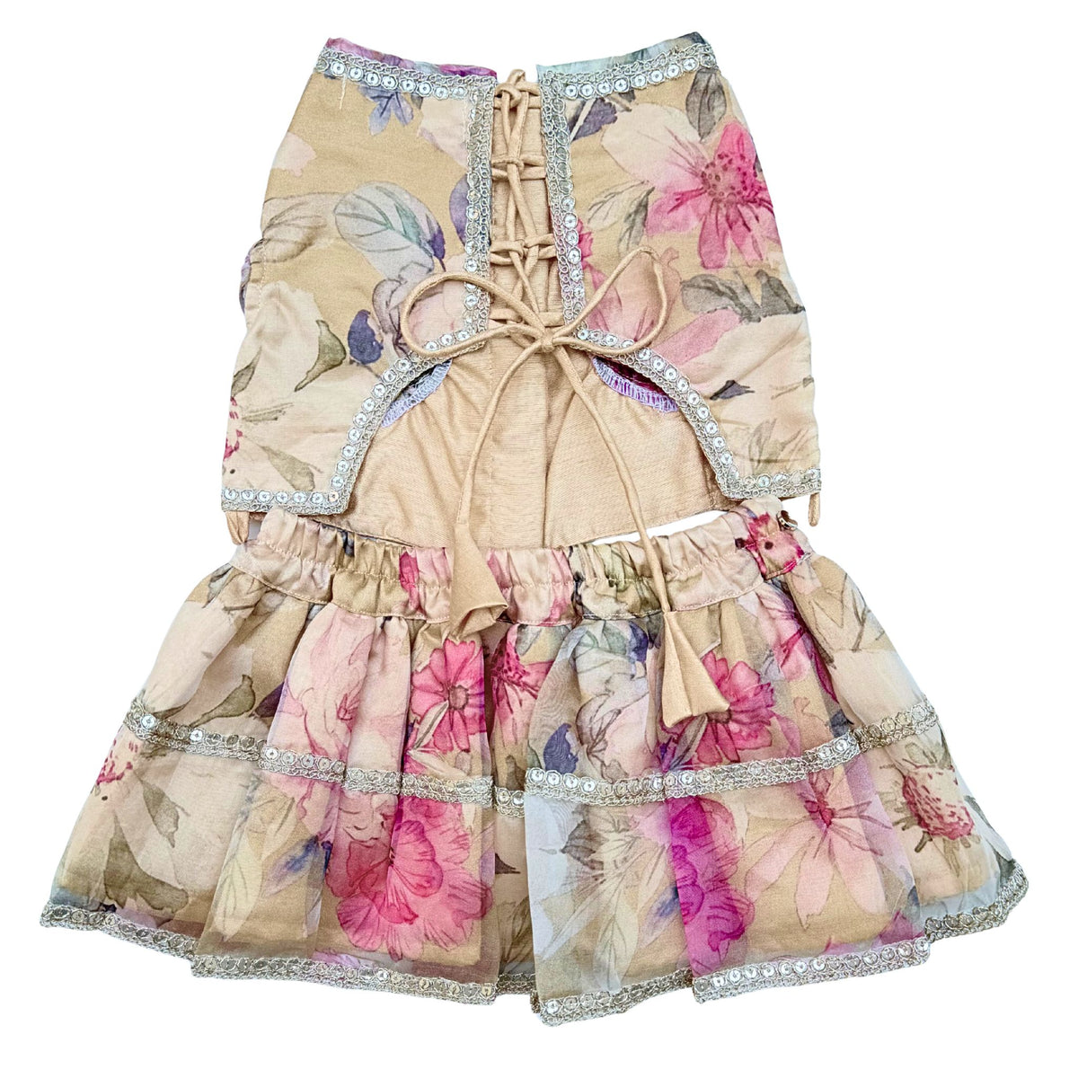 BEIGE GULNOOR PRINTED LEHENGA FOR DOGS AND CATS