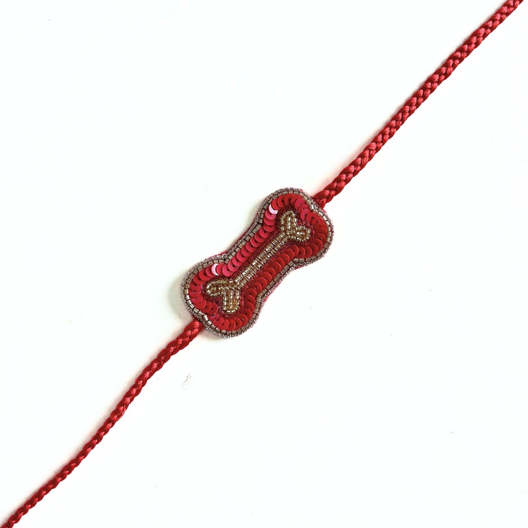 RED BANDHANI COTTON KURTA + BONE RAKHI FOR DOGS AND CATS