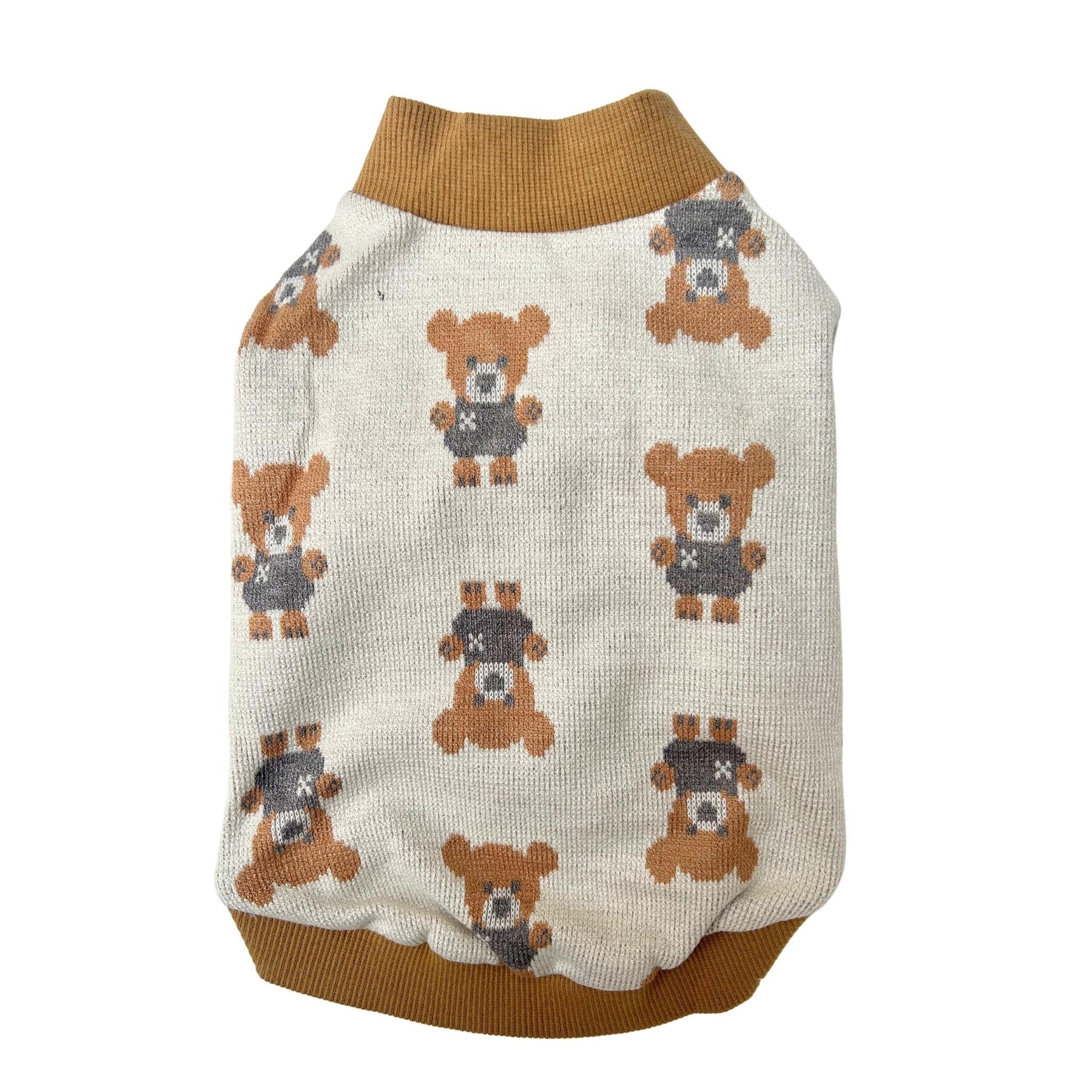 OFFWHITE TEDDY SHAWL COLLAR DOG CARDIGAN