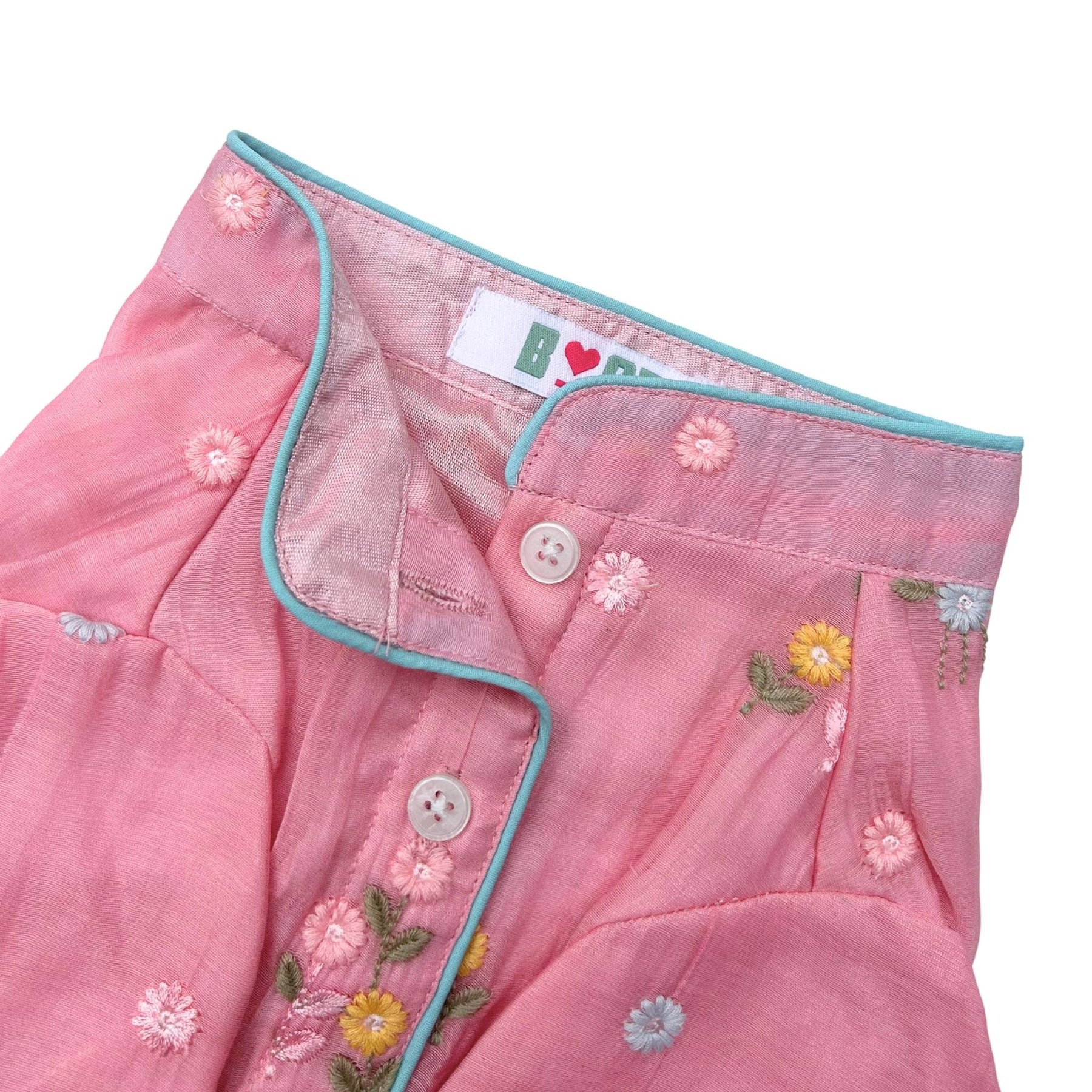 PINK FLOWER EMBROIDERED DOG KURTA