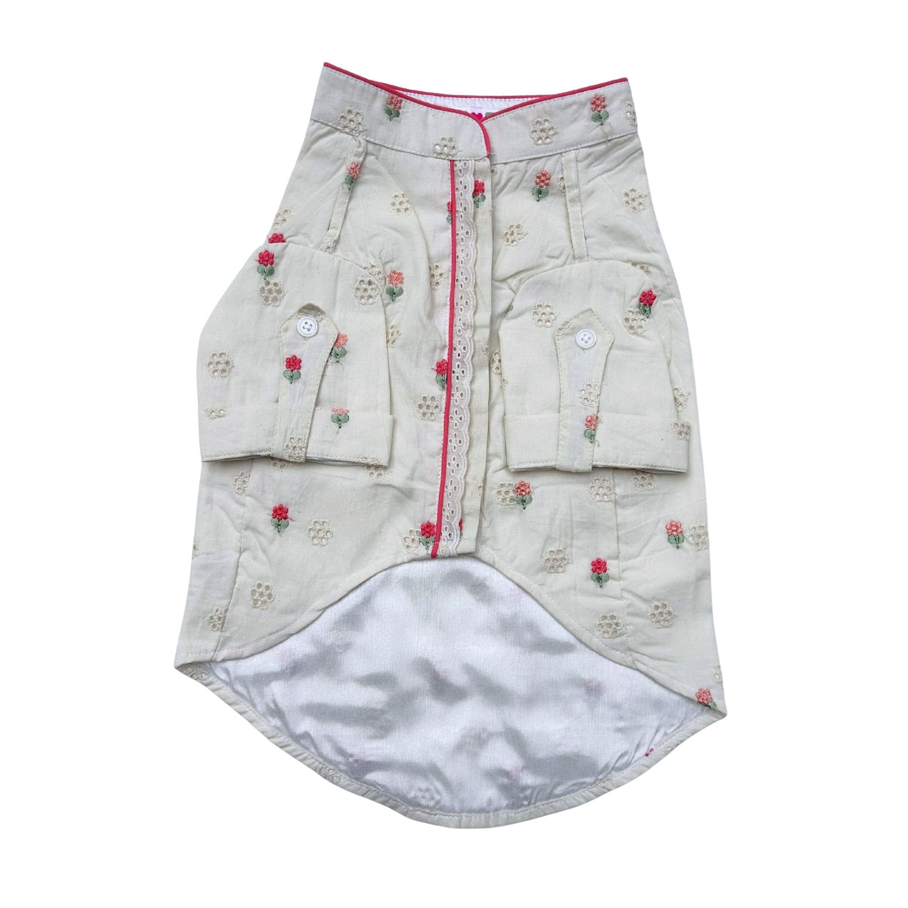 PINK LACE FLORAL EMBROIDERED KURTA FOR DOGS AND CATS