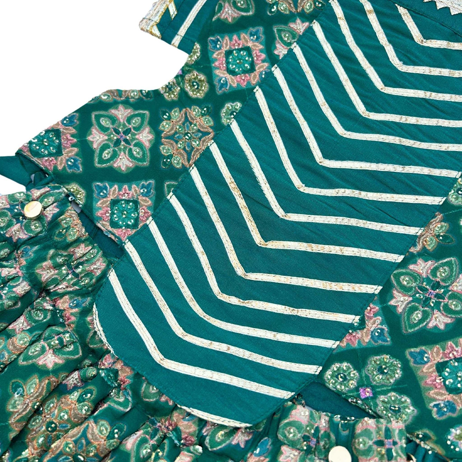 BOTTLE GREEN PATIALA MOTIF DOG LEHENGA