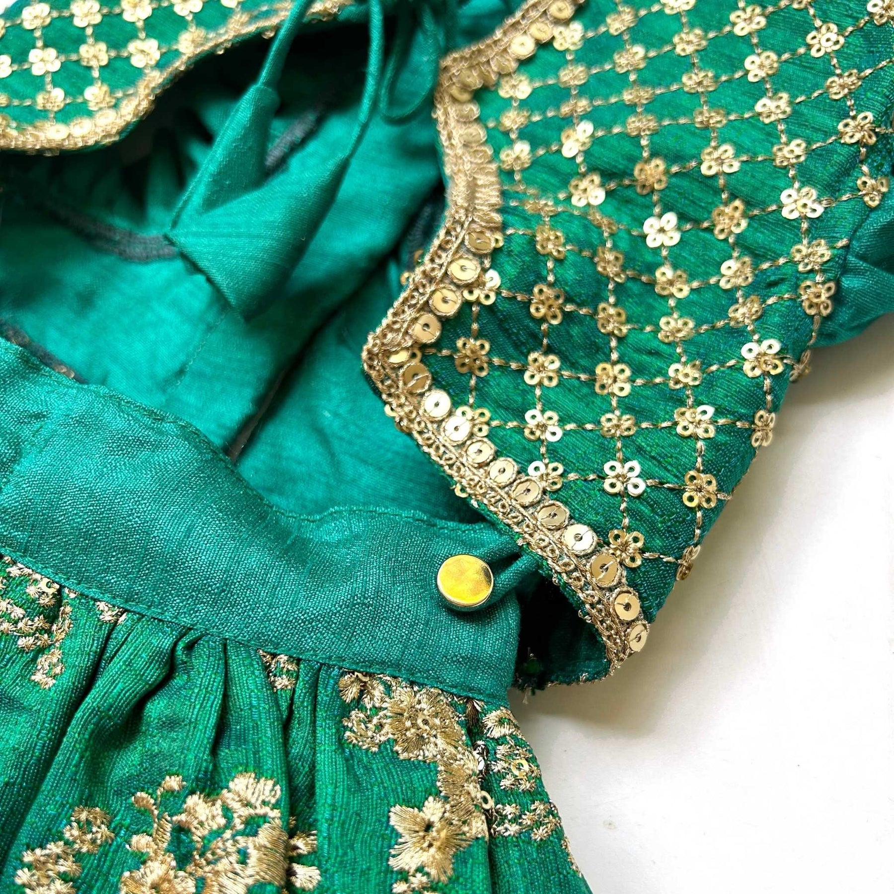 EMERALD GREEN GOLD DOG LEHENGA