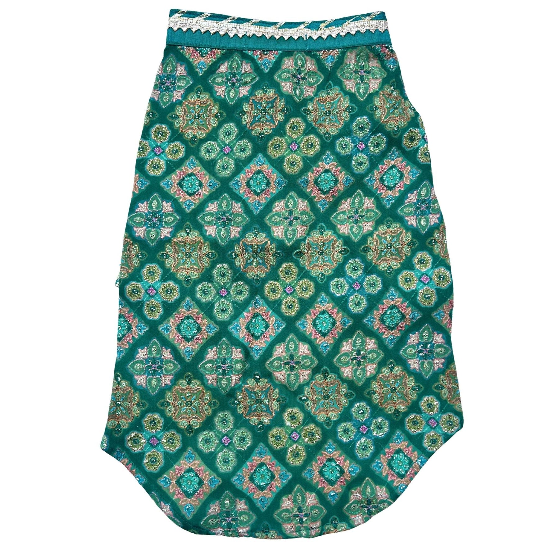 BOTTLE GREEN PATIALA MOTIF DOG KURTA