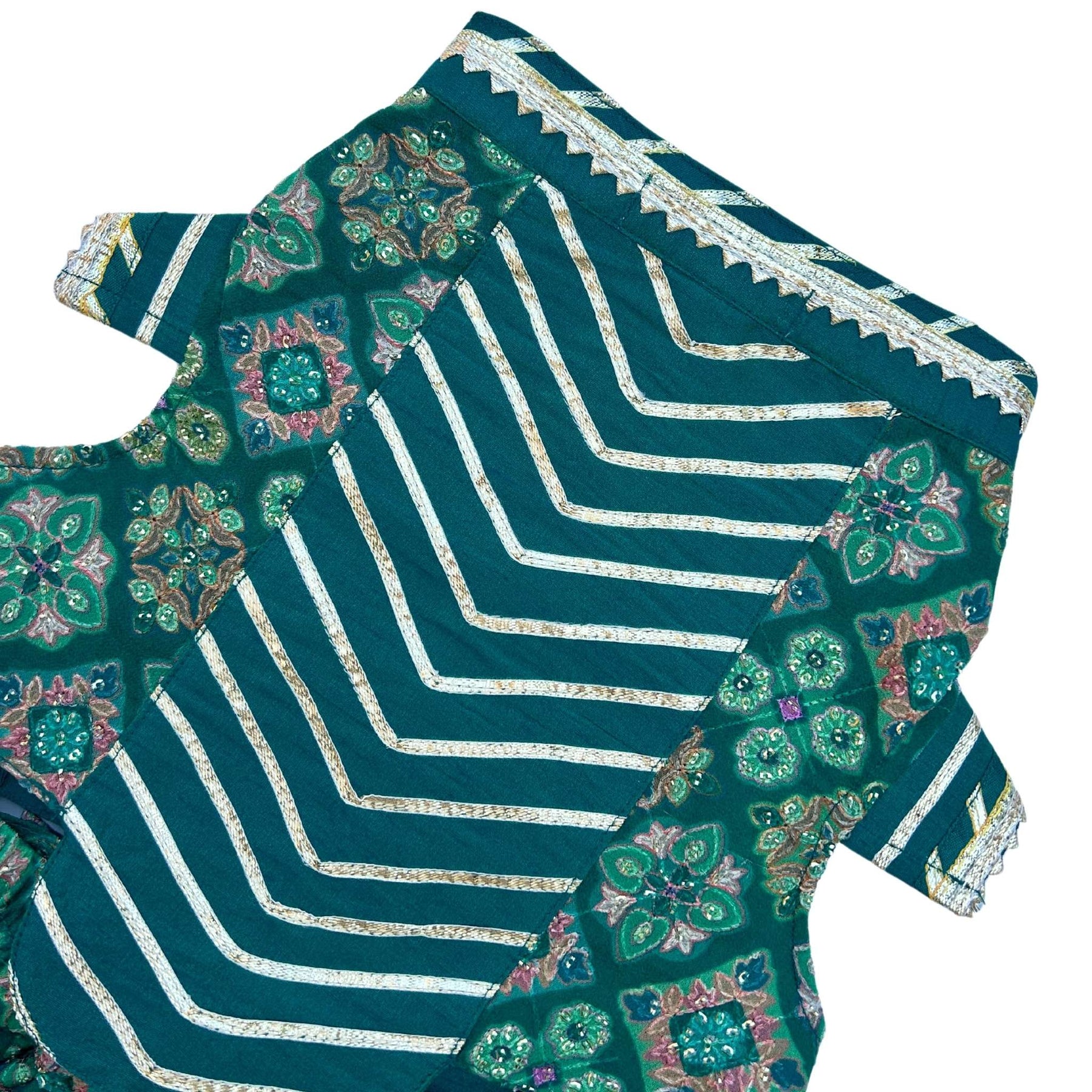 BOTTLE GREEN PATIALA MOTIF DOG LEHENGA