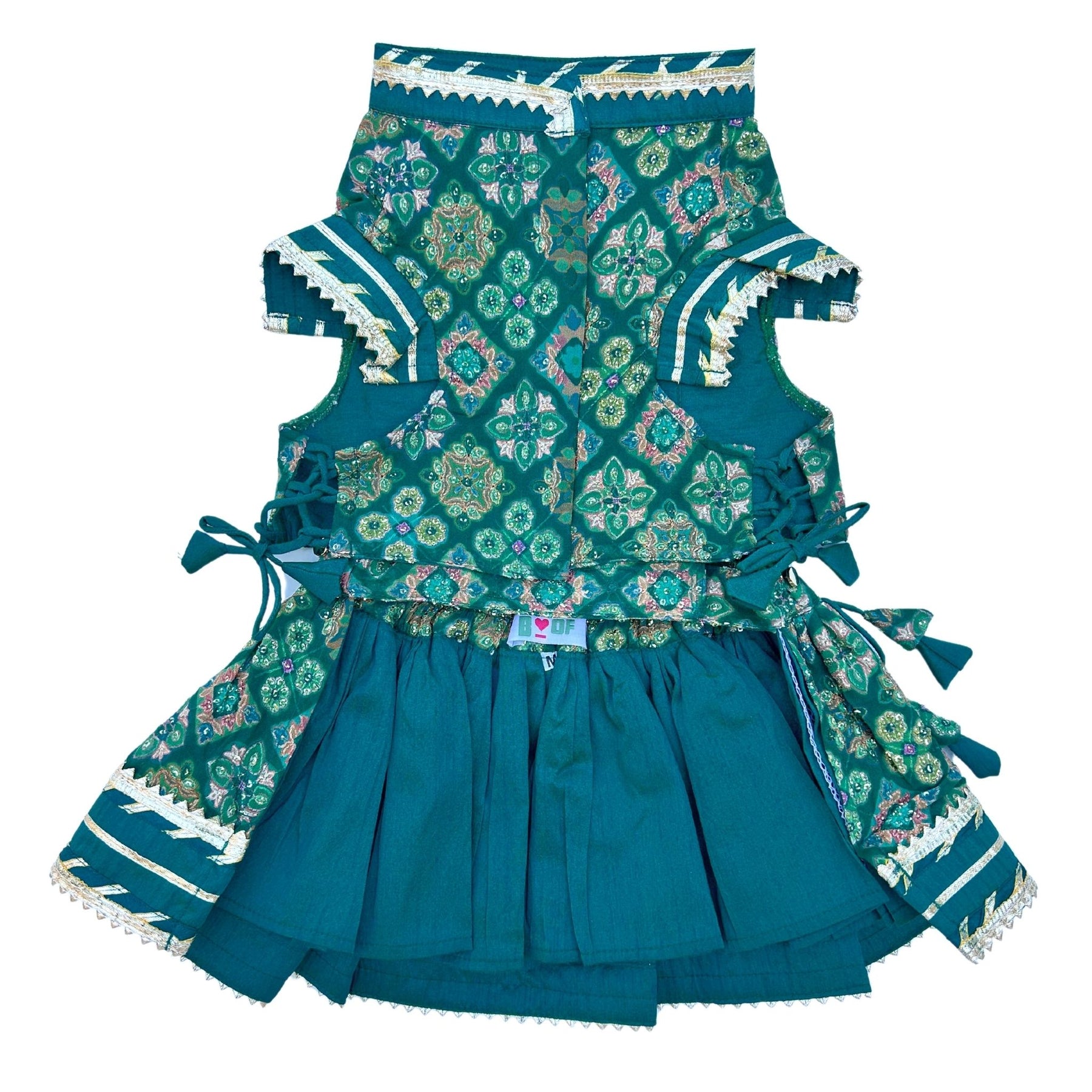 BOTTLE GREEN PATIALA MOTIF DOG LEHENGA