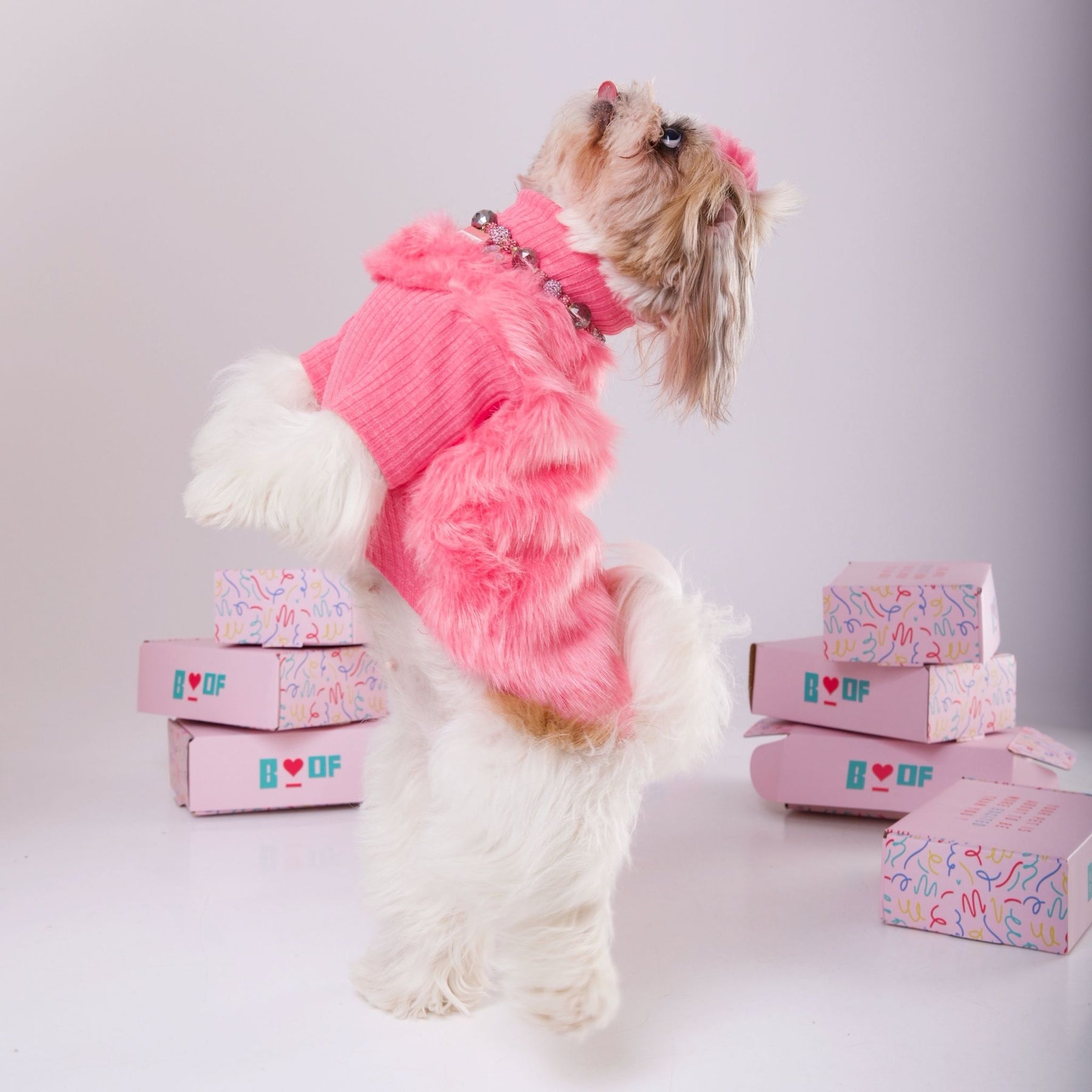FAUX FUR DOG SWEATER