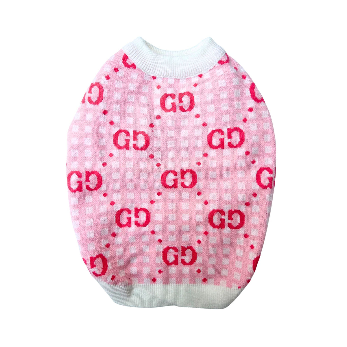 PINK CHECK PAW-CCI DOG SWEATER