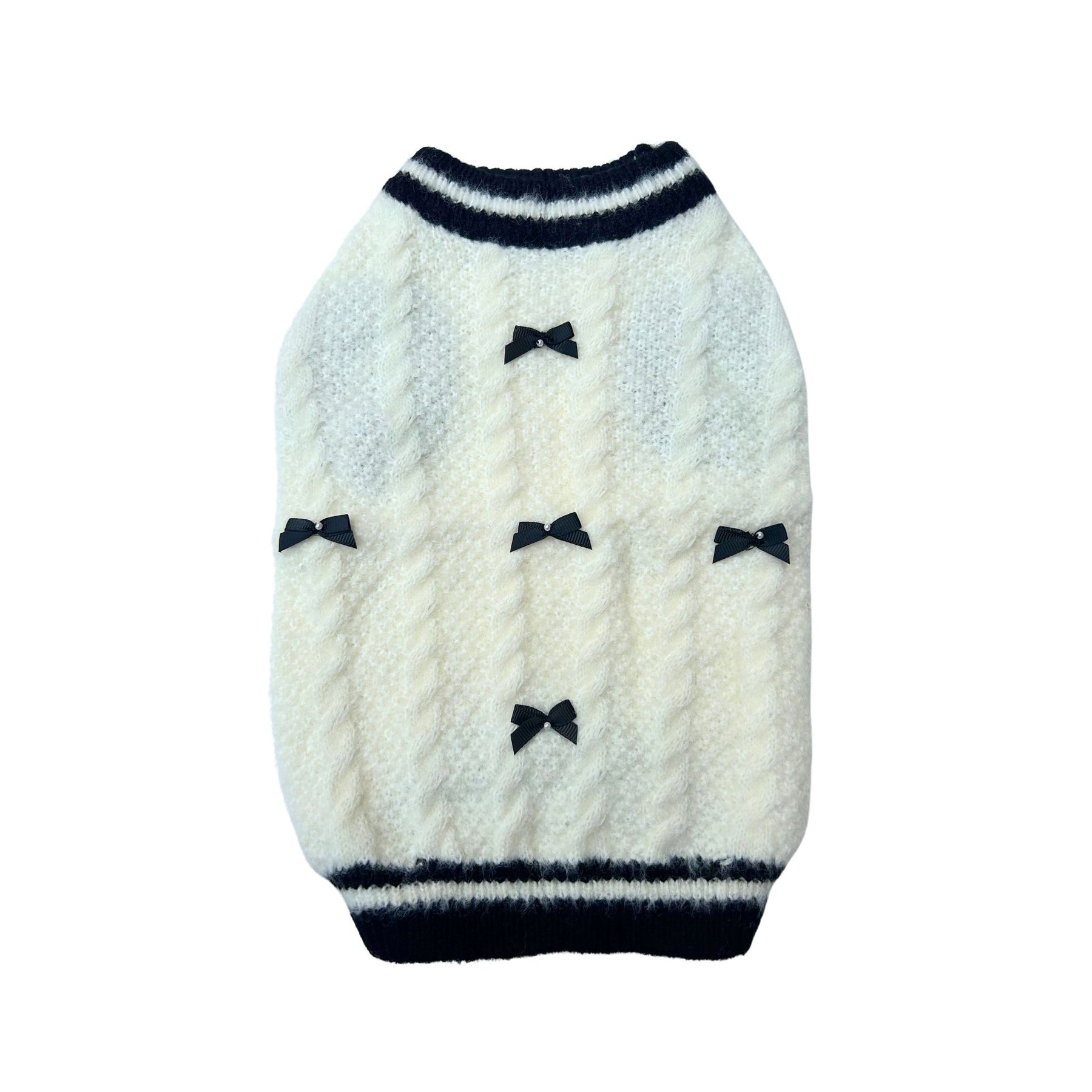 OFF WHITE LUXURY BOW DOG SWEATER
