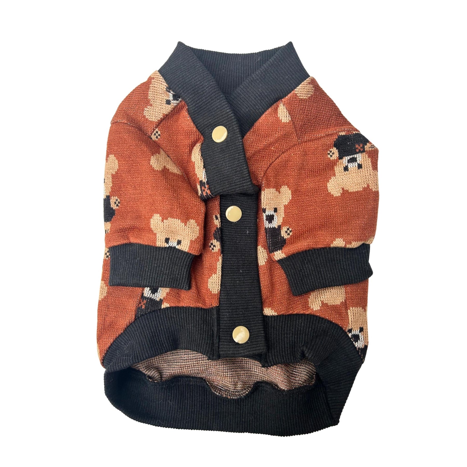 BROWN TEDDY SHAWL COLLAR DOG CARDIGAN