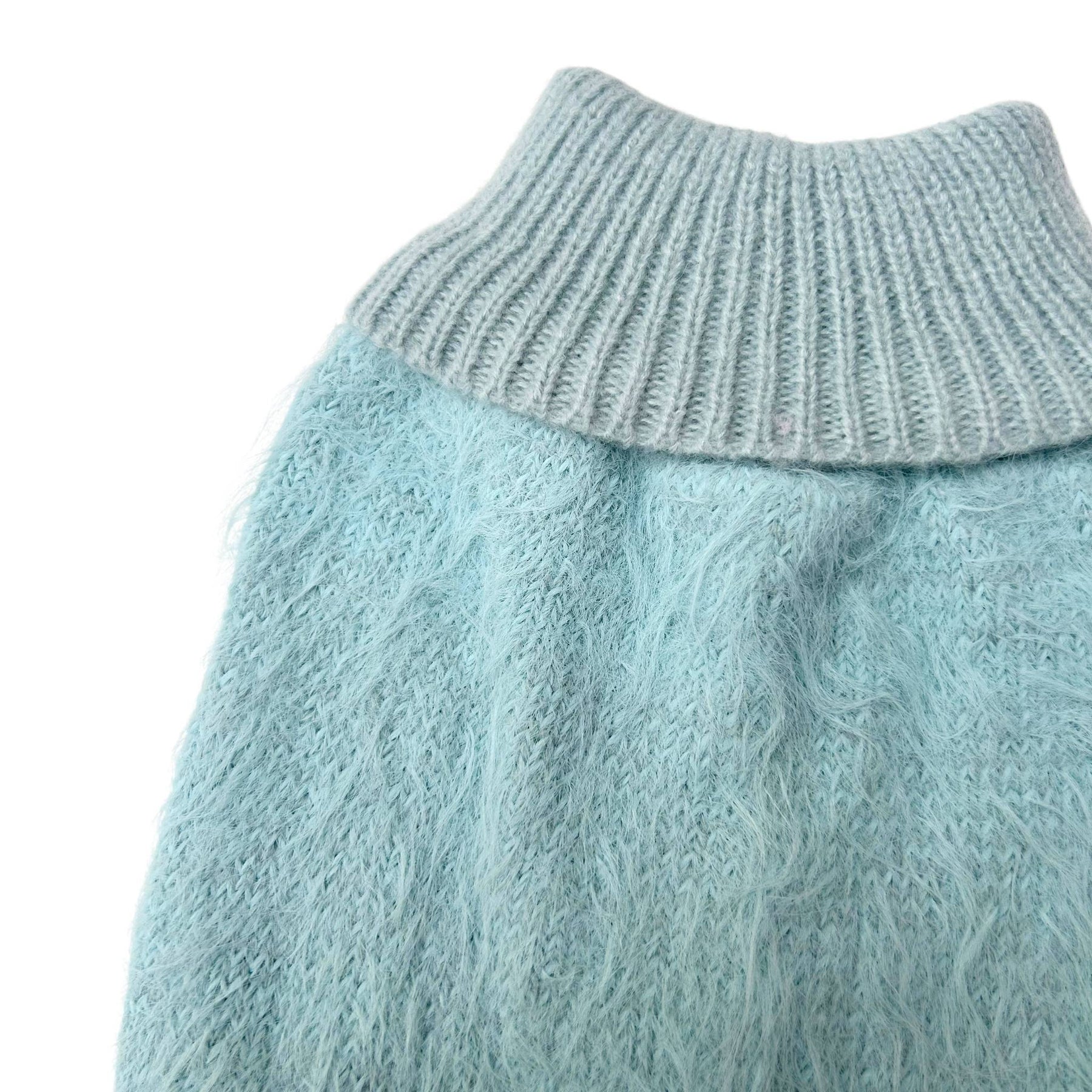 BLUE FURRY TURTLE NECK DOG SWEATER