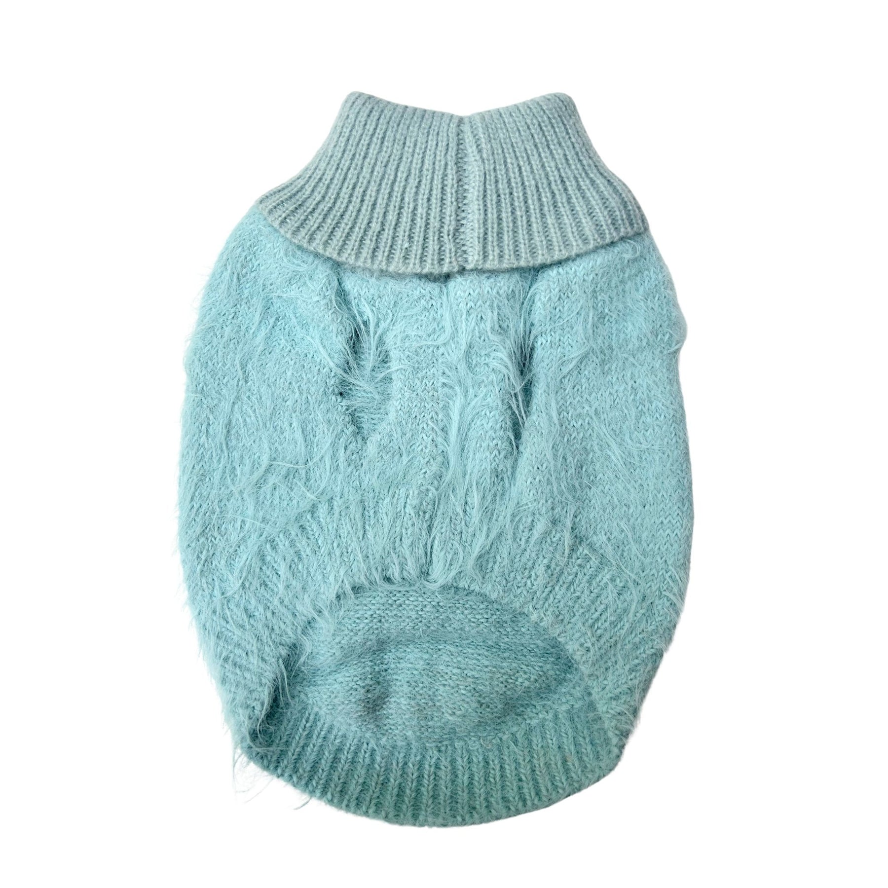 BLUE FURRY TURTLE NECK DOG SWEATER