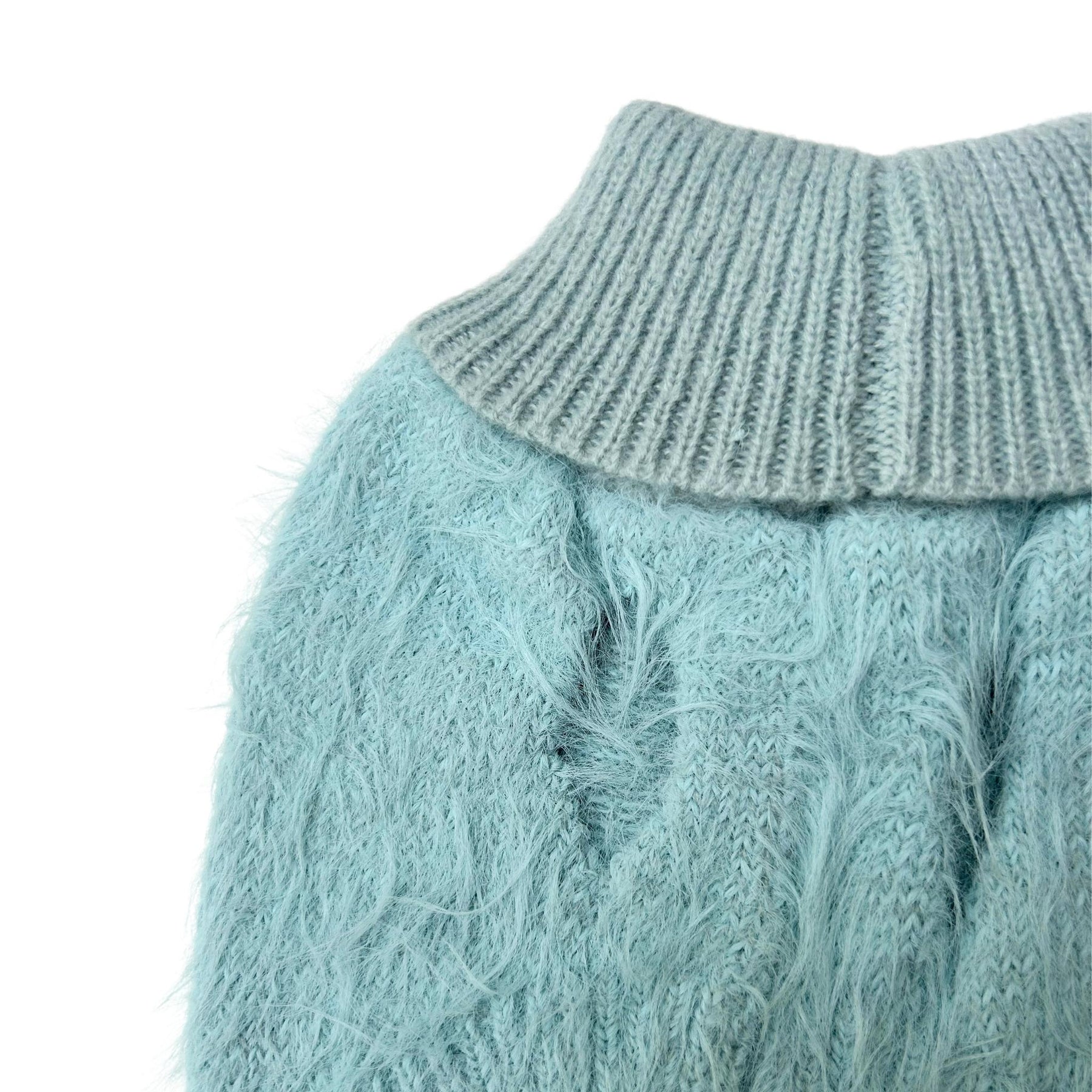BLUE FURRY TURTLE NECK DOG SWEATER