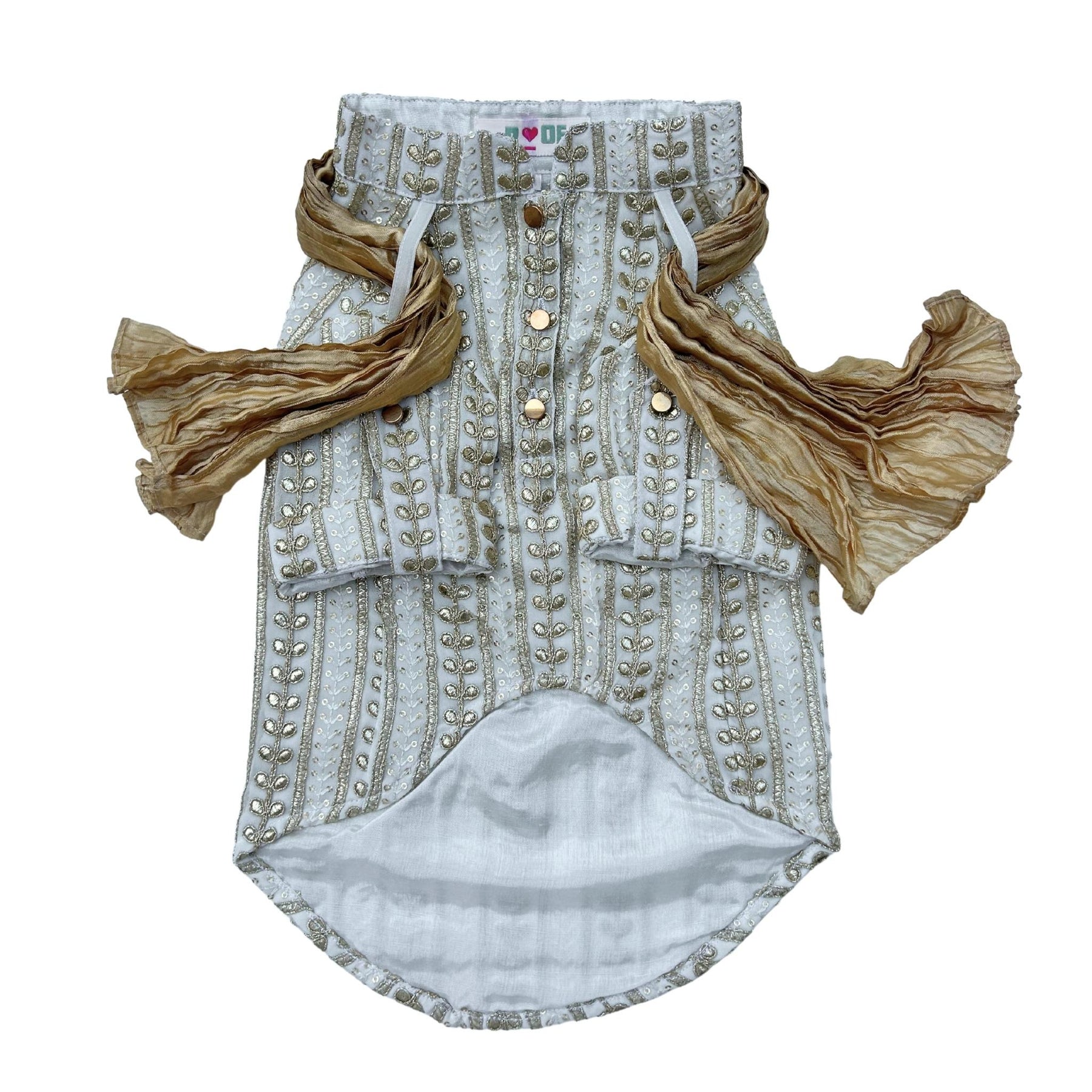 OFF WHITE GOLD LEAF DOG KURTA