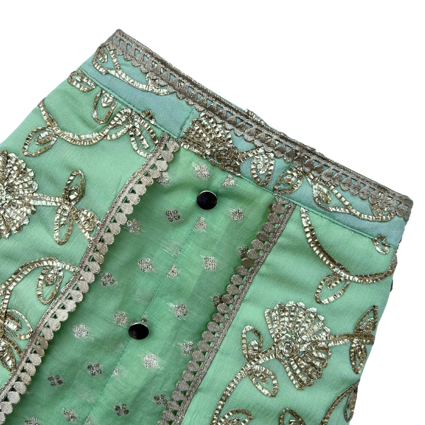 PASTEL GREEN GOTA EMBROIDERY WAISTCOAT STYLE DOG KURTA
