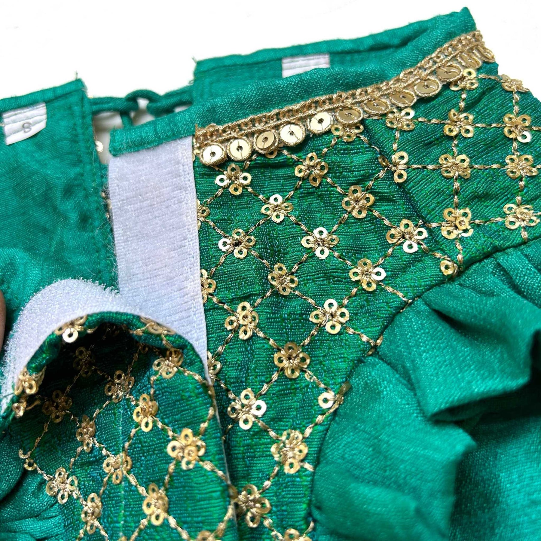 EMERALD GREEN GOLD DOG LEHENGA