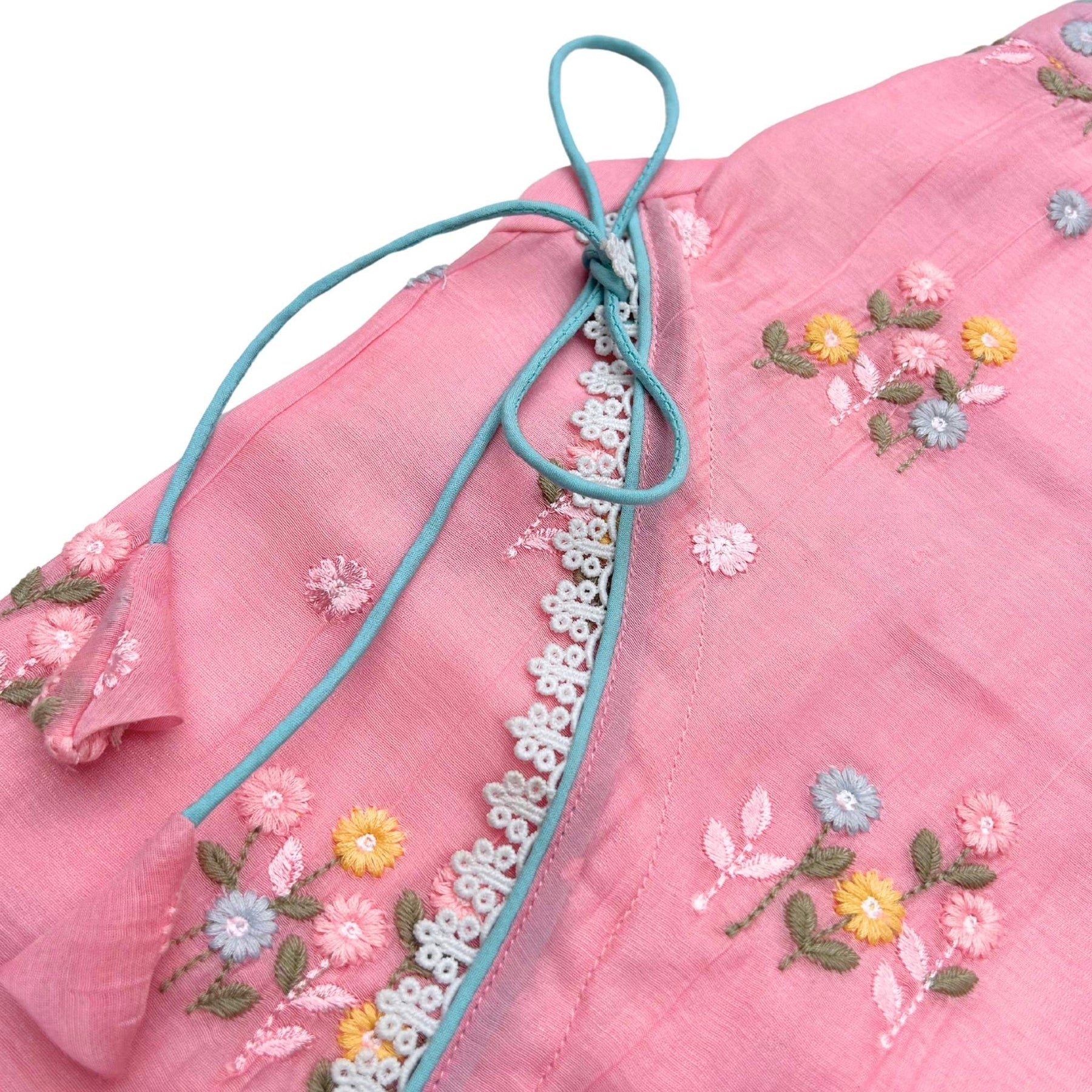 PINK FLOWER EMBROIDERED DOG KURTA