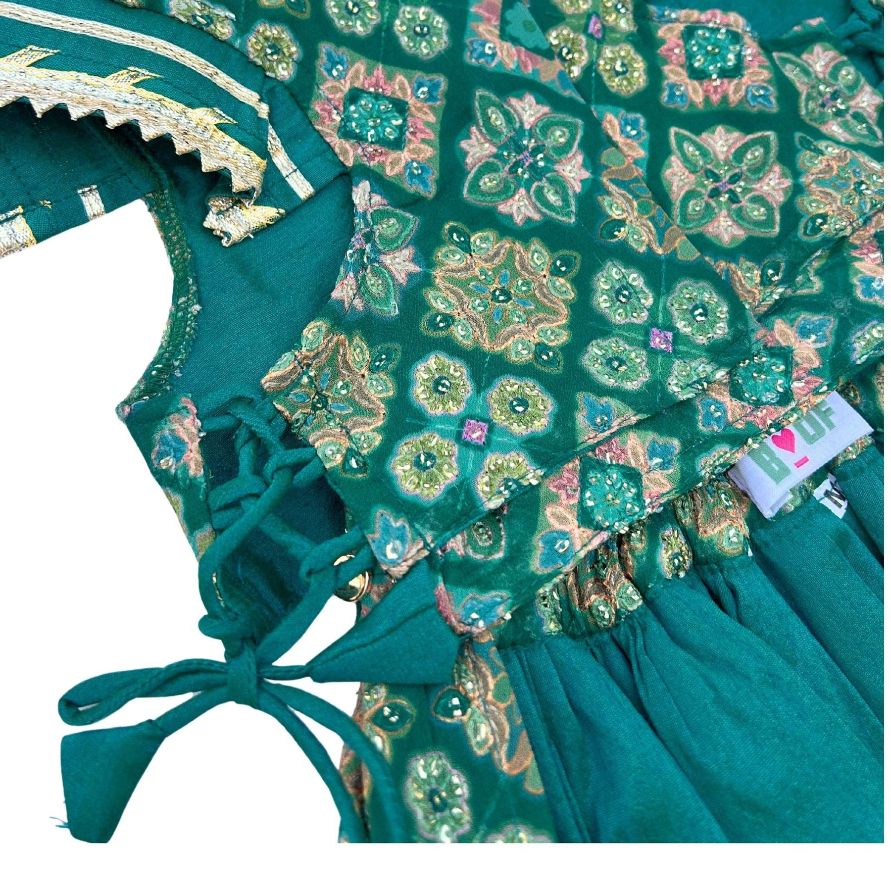 BOTTLE GREEN PATIALA MOTIF DOG LEHENGA