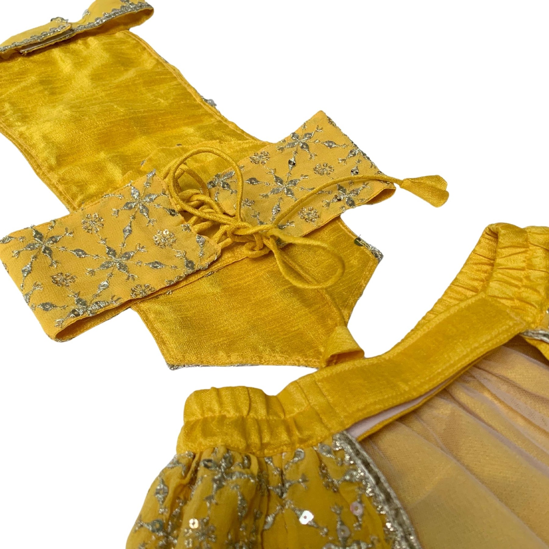 YELLOW FESTIVE DOG LEHENGA