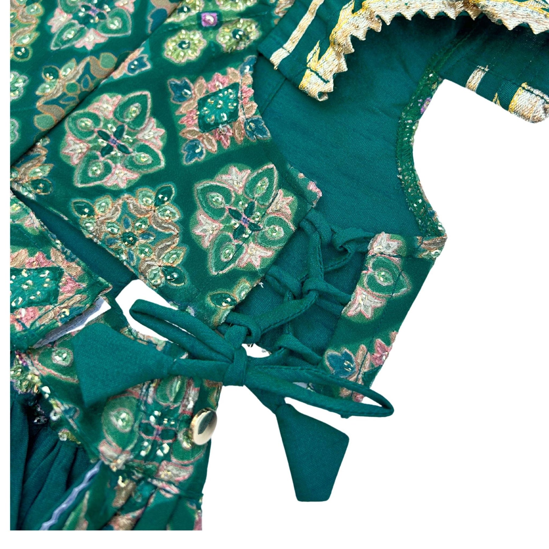 BOTTLE GREEN PATIALA MOTIF DOG LEHENGA